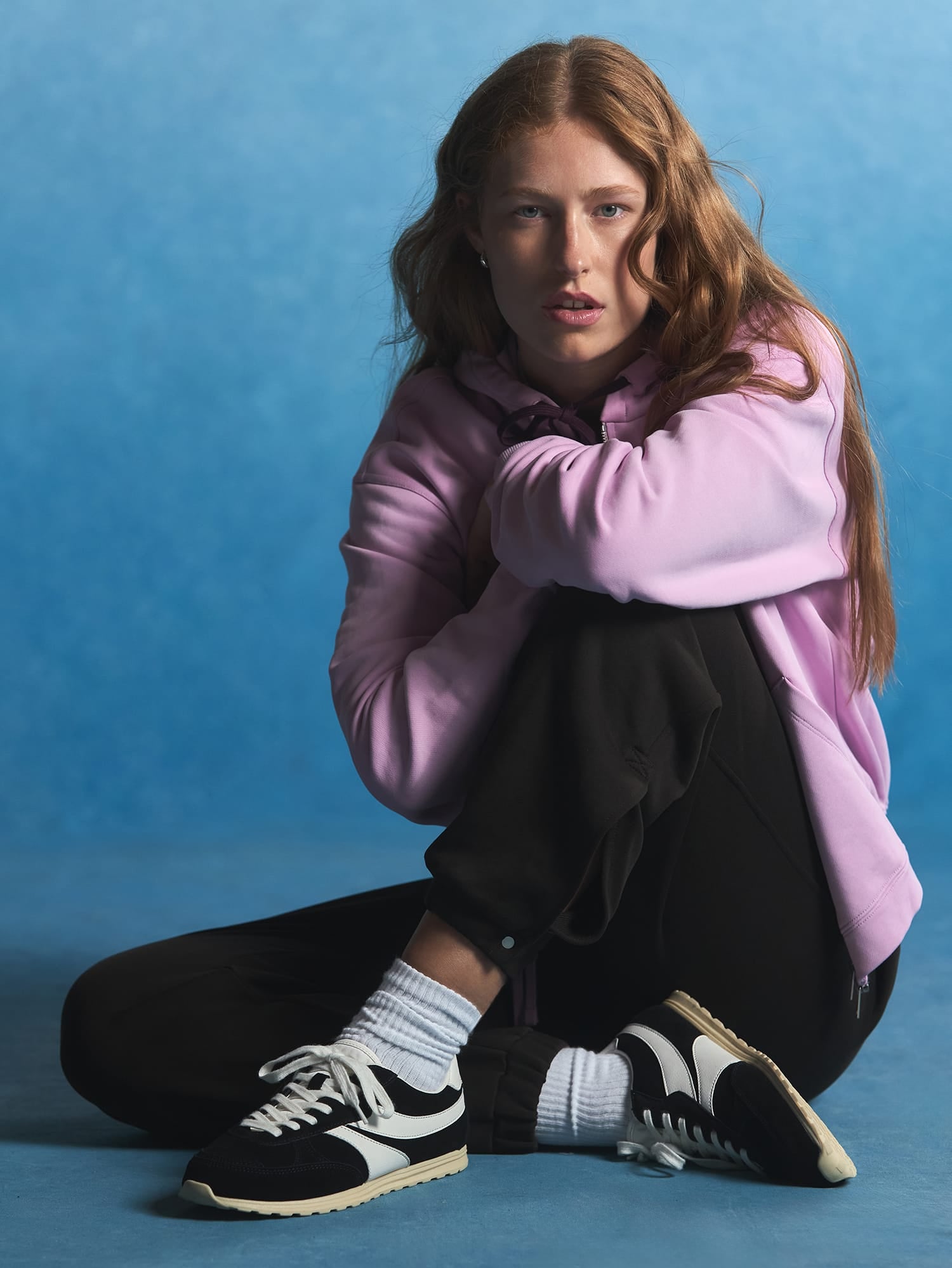 Womens Midweight Zip Up Hoodie—Blush Drift