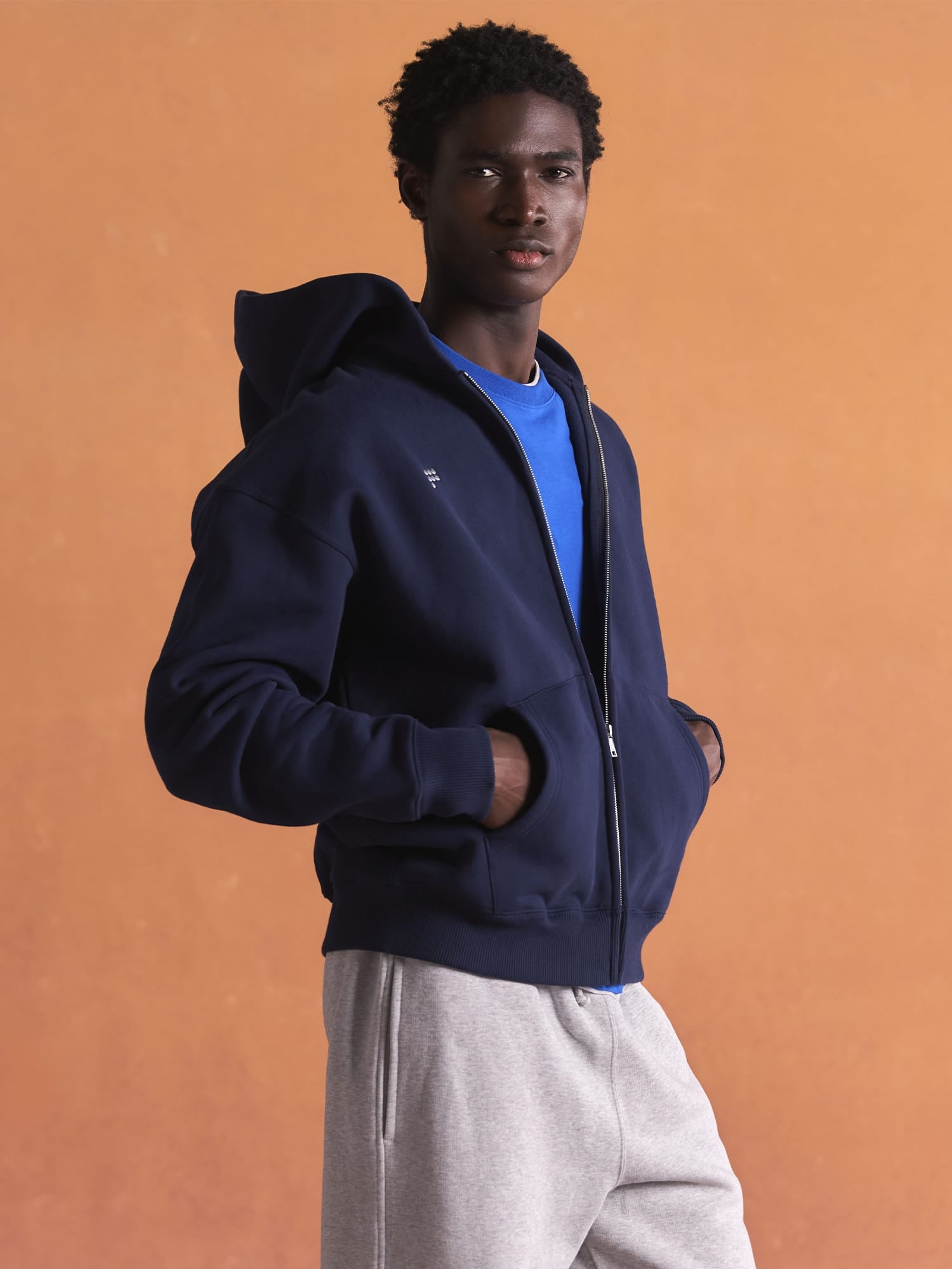 Mens Heavyweight Zip Up Hoodie—Ocean Navy