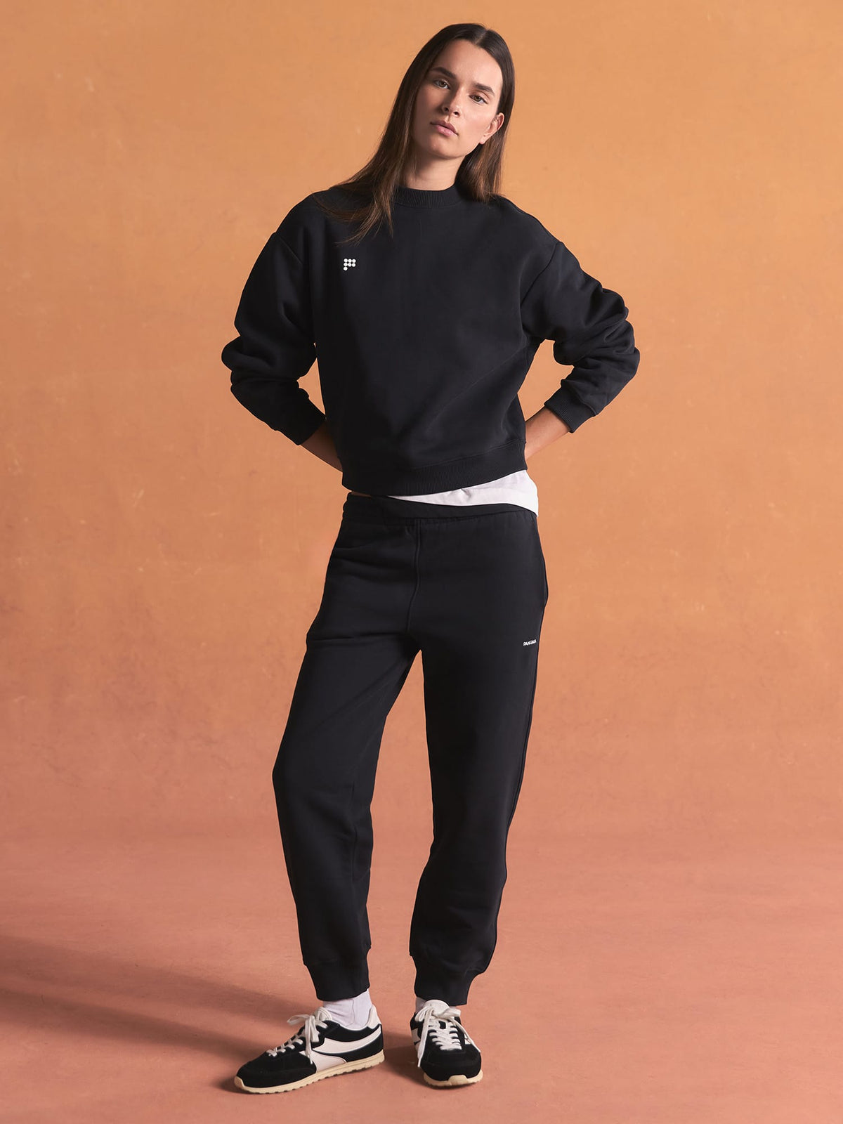 Womens Heavyweight Sweatshirt and Track Pants Set—Black