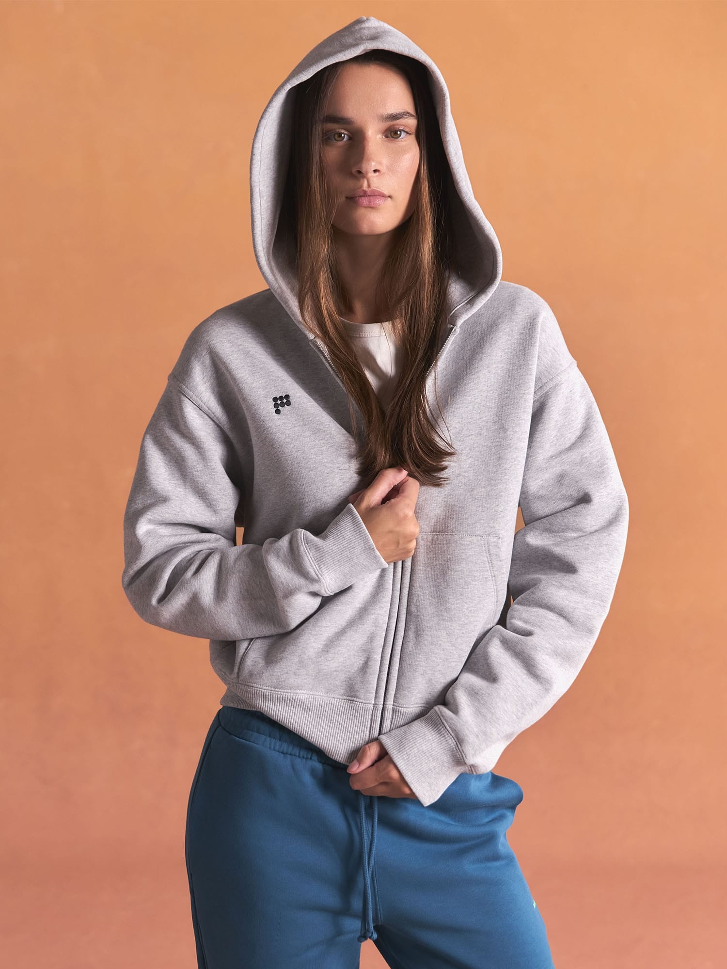 Womens Heavyweight Zip Up Hoodie—Grey Marl