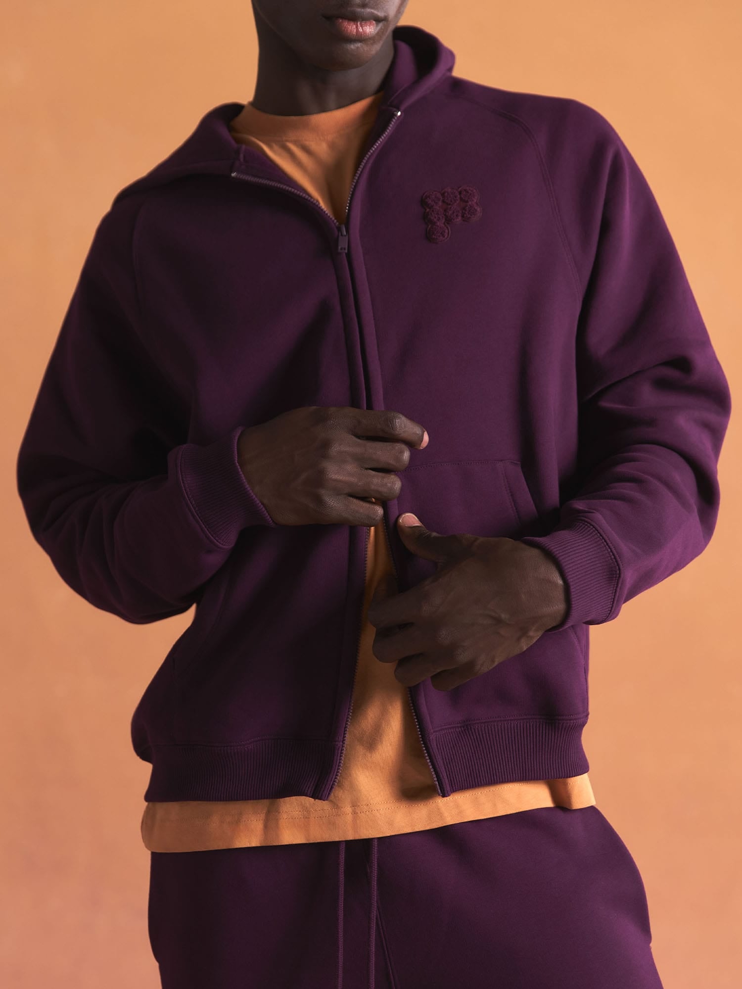 Mens Heavyweight Logo Zip Up Hoodie—Nocturne Plum