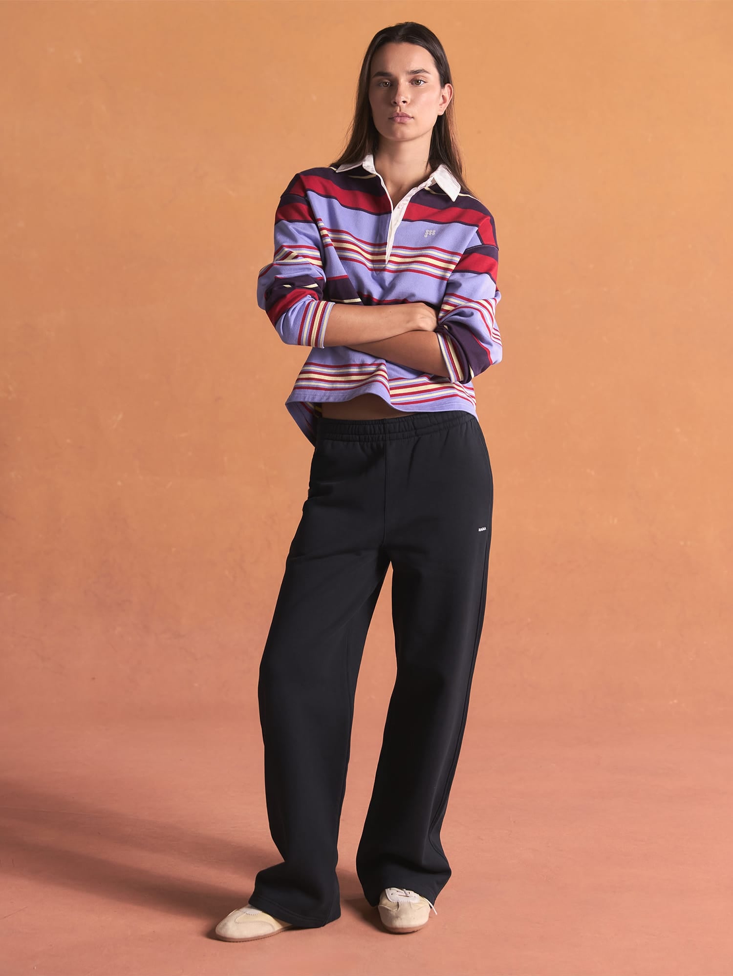 Womens Heavyweight Straight Leg Track Pants—Black