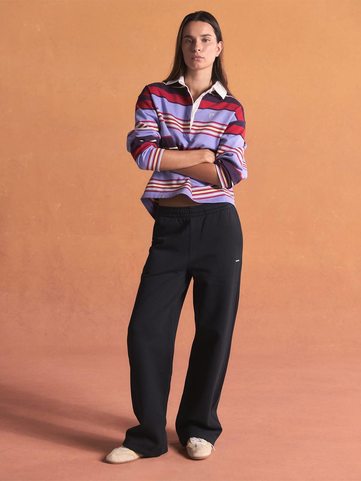 Womens Heavyweight Straight Leg Track Pants—Black