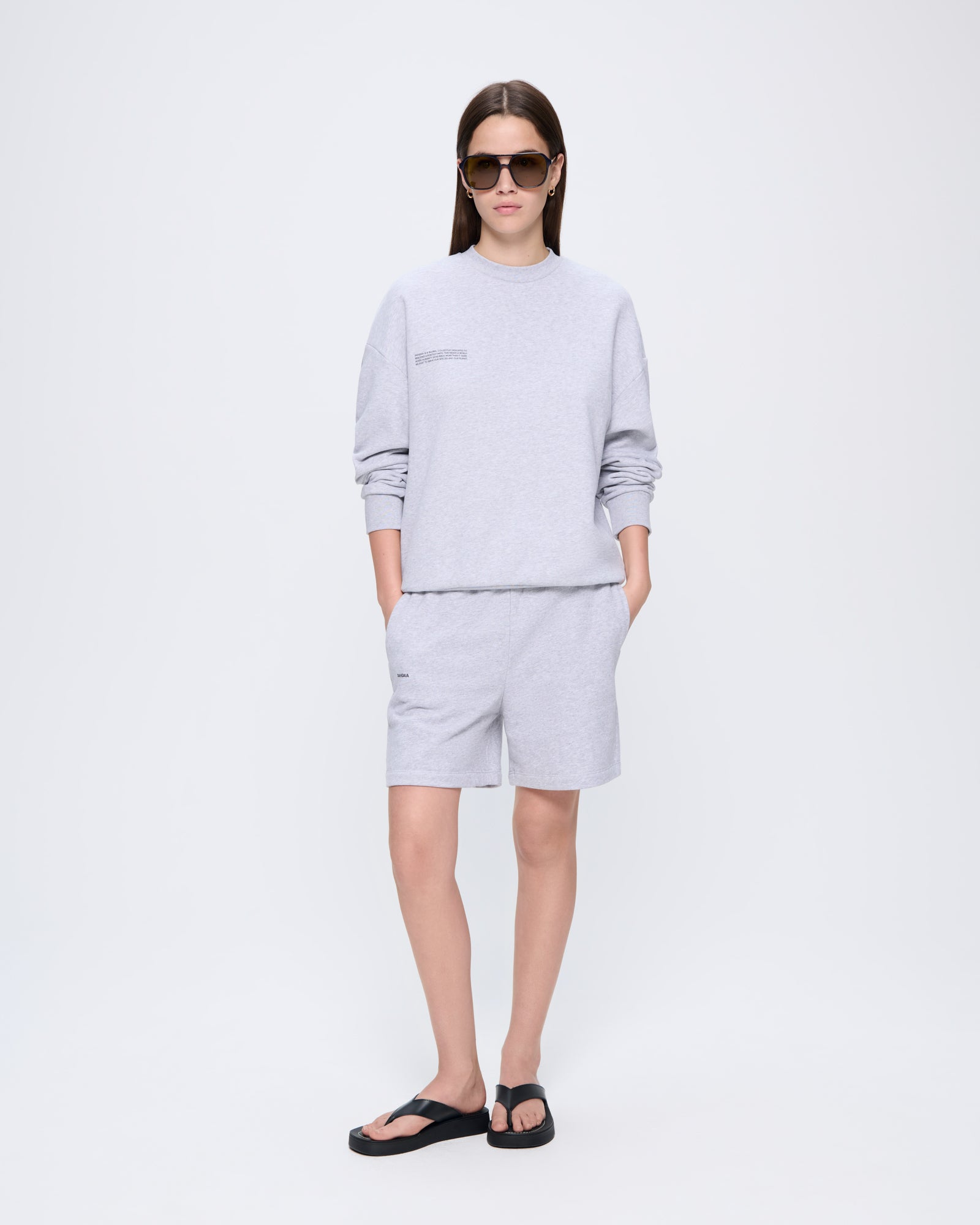 Womens Grey 365 Midweight Mid Length Shorts | PANGAIA