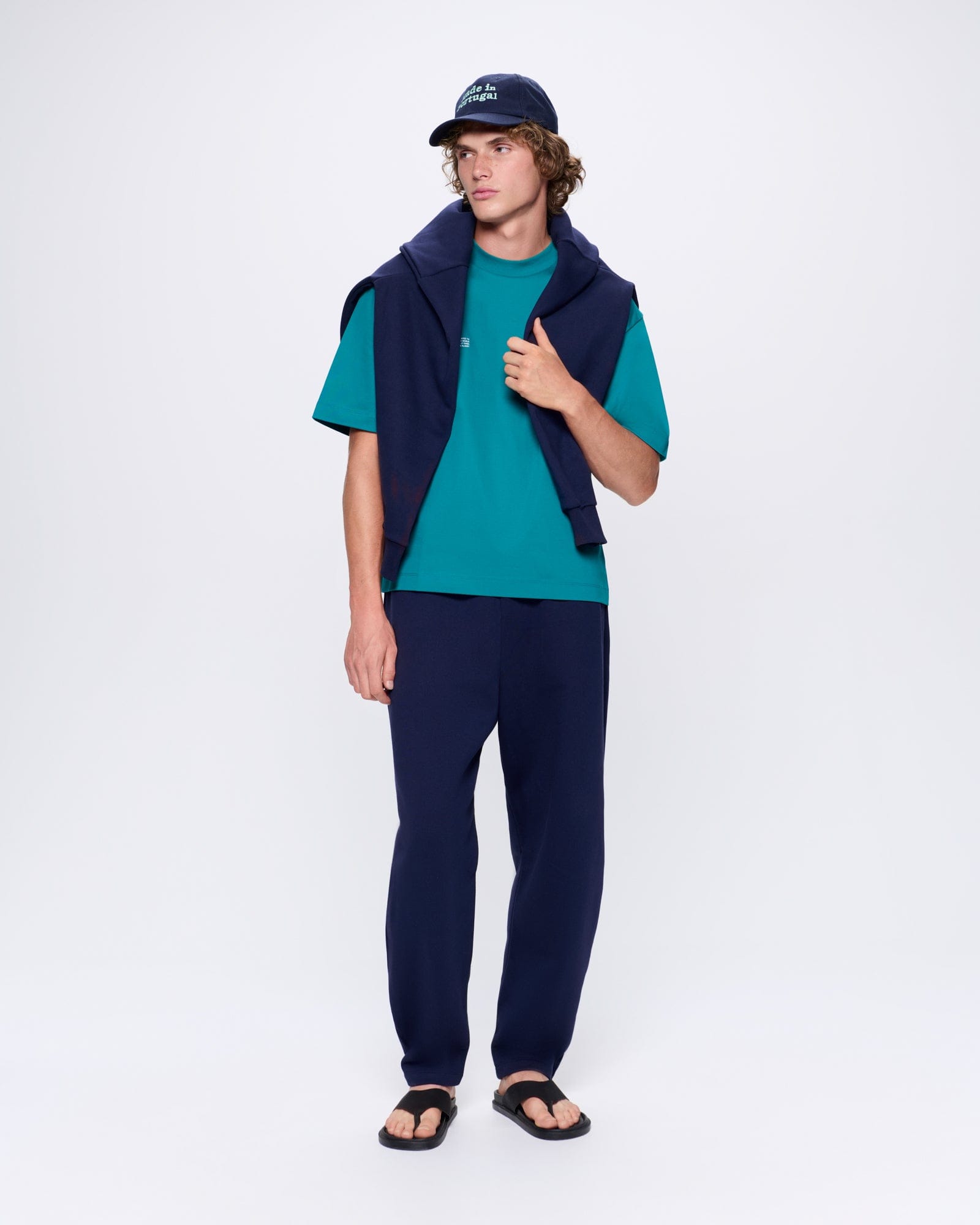 Mens Interlock Oversized Text Block T-Shirt—Malachite Green