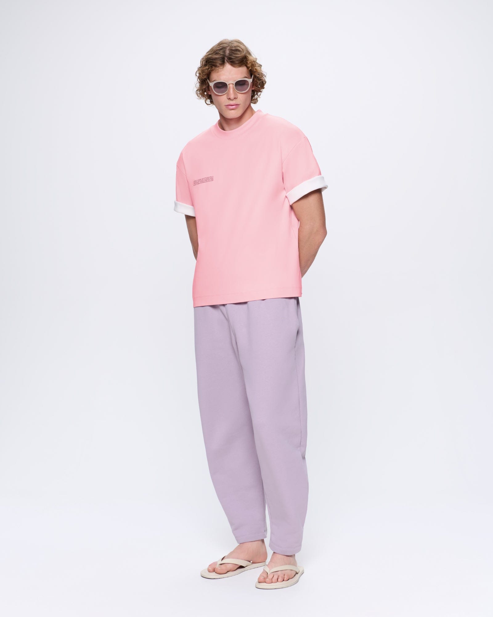 Mens Interlock Oversized T-Shirt—Sakura Pink