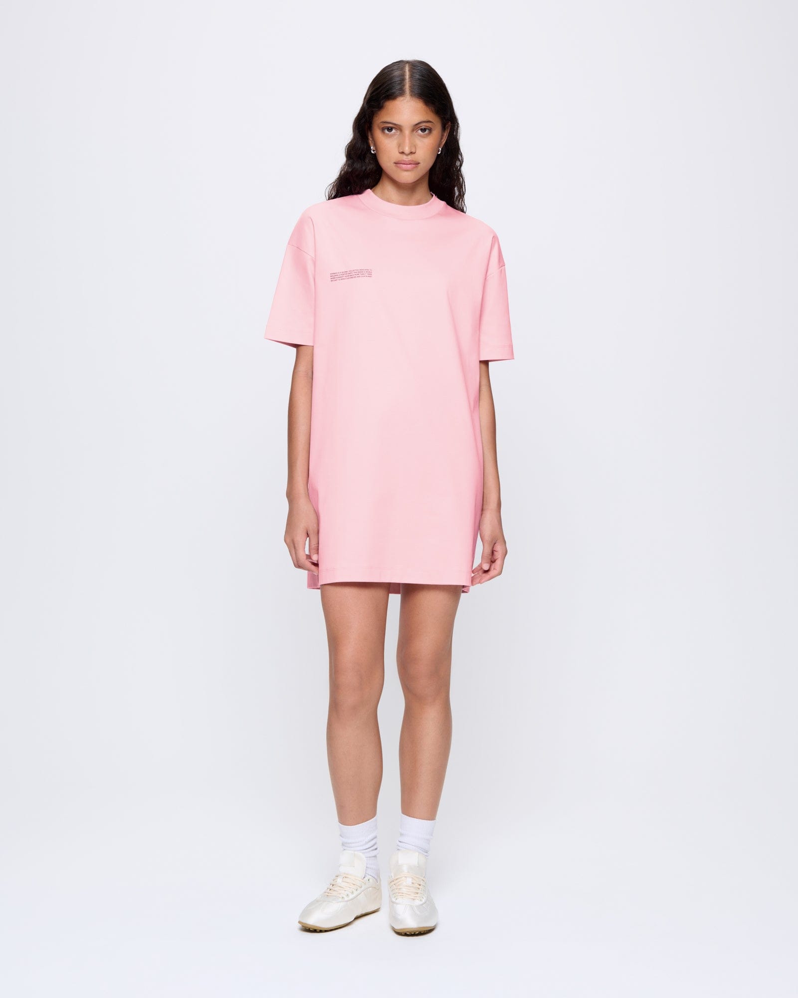 oversized pink t shirt dress PANGAIA - Womens Interlock T-Shirt Dress—Sakura Pink