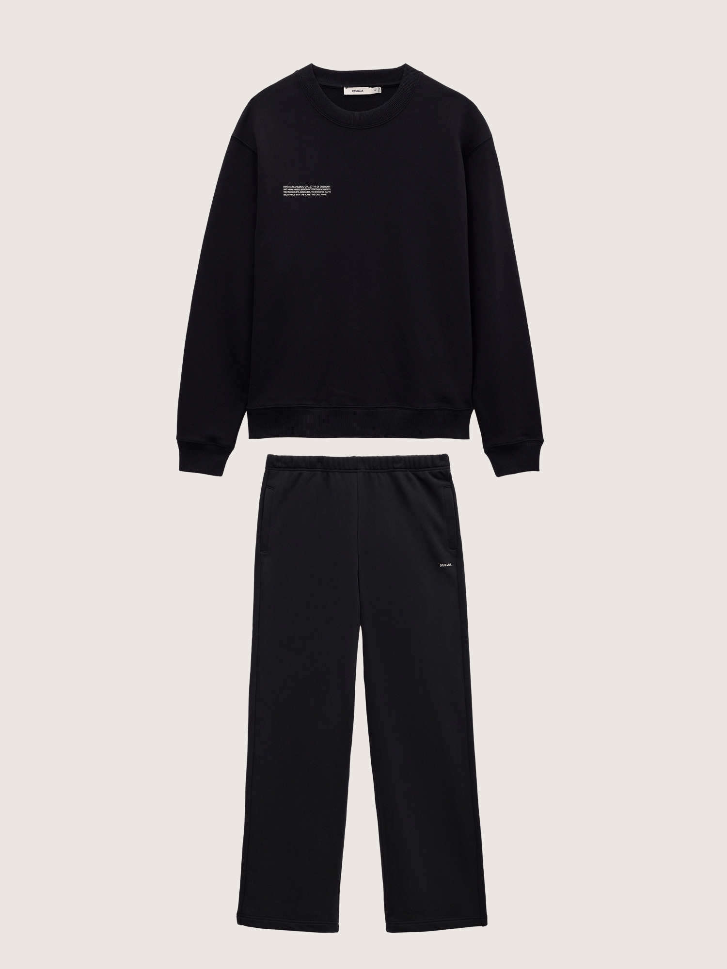 Mens Midweight Sweatshirt and Straight Leg Track Pants Set—Black