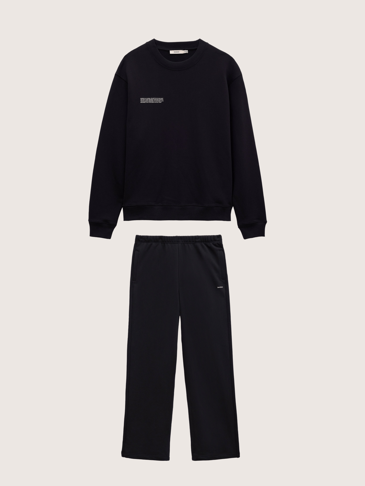 Mens Midweight Sweatshirt and Straight Leg Track Pants Set—Black
