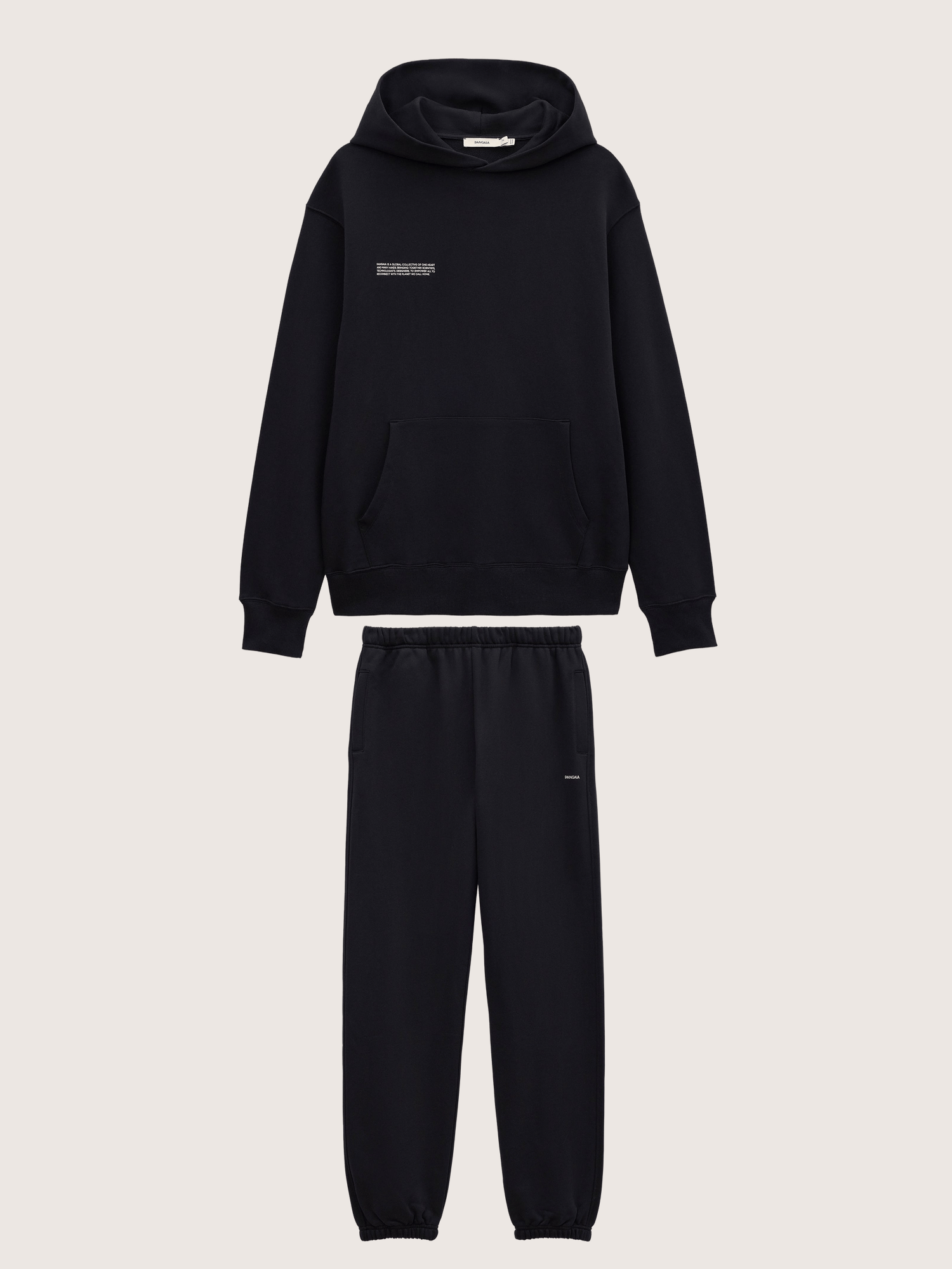 Mens Midweight Hoodie and Track Pants Set—Black