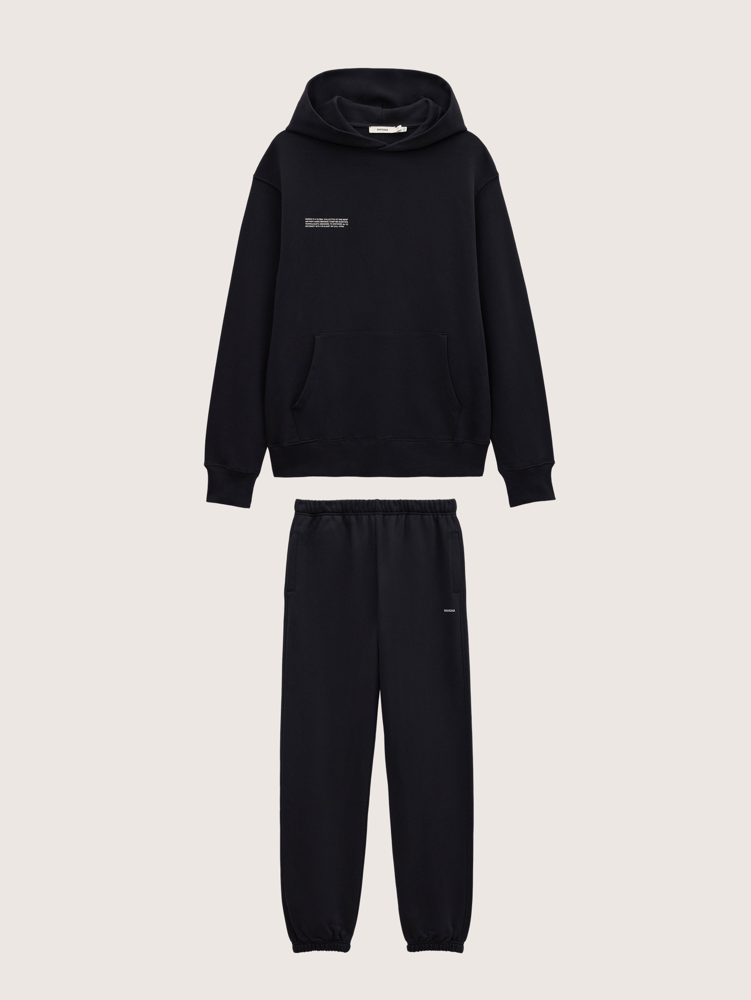Mens Midweight Hoodie and Track Pants Set—Black