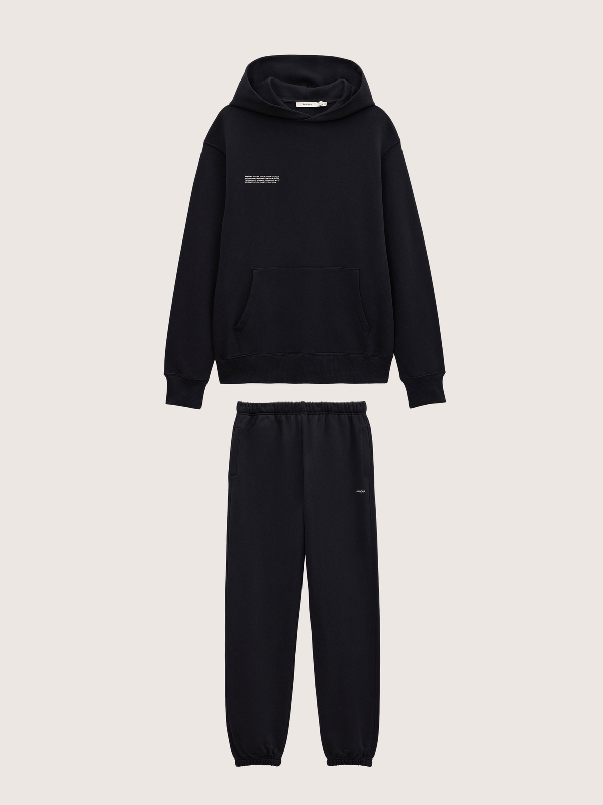 Mens Midweight Hoodie and Track Pants Set—Black
