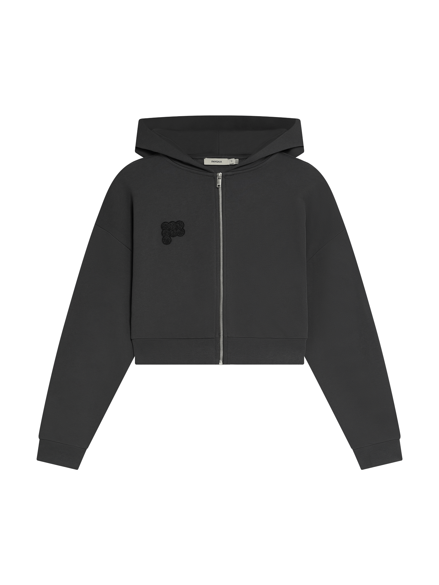 Womens Cropped Zip Up Hoodie—Smoked Black