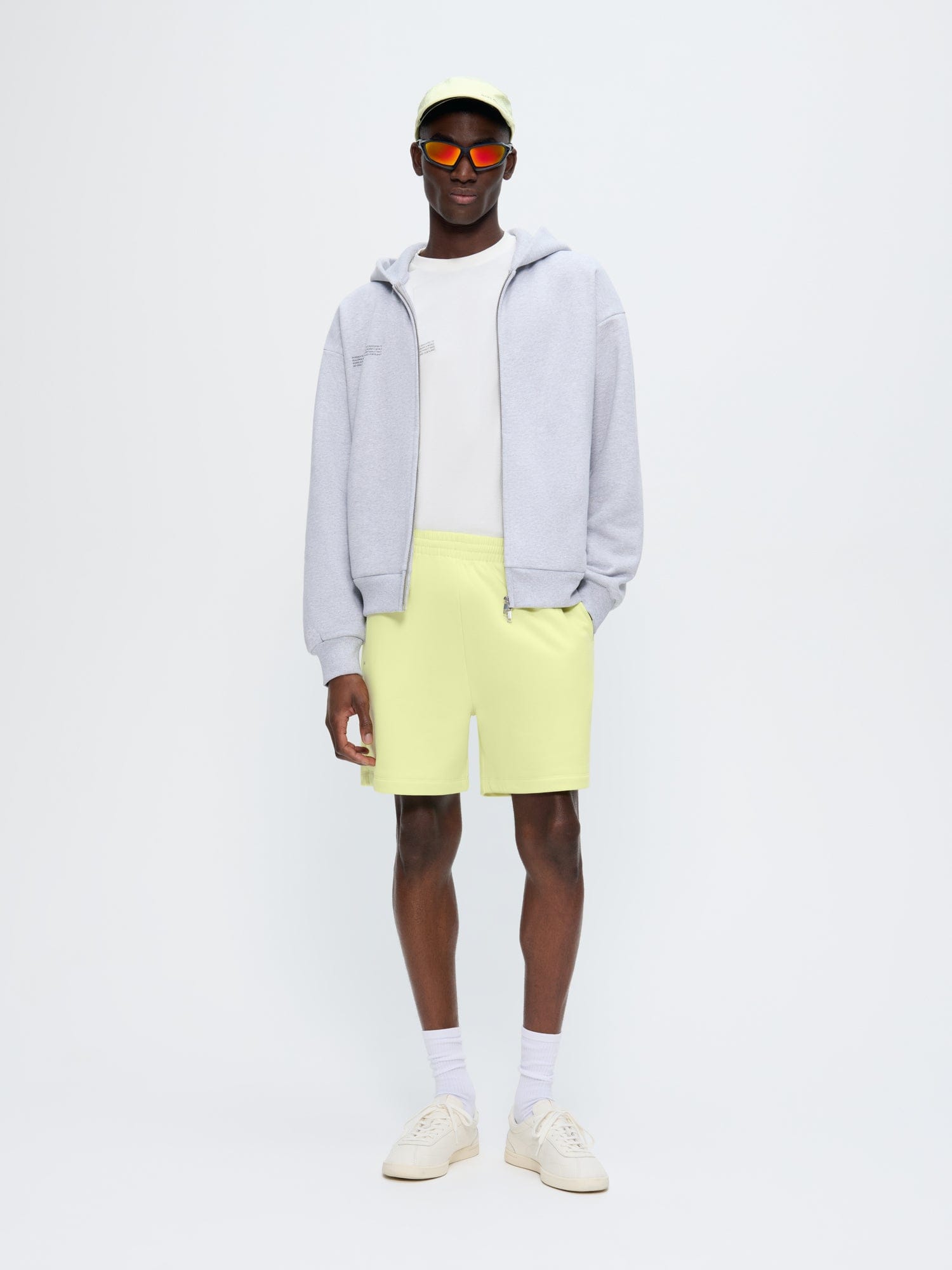 Mens 365 Midweight Mid Length Shorts Soft Lime, 100% organic cotton, regular fit, breathable, side pockets