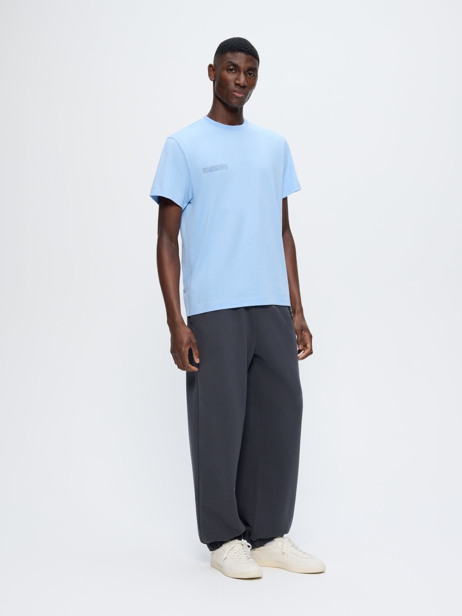 Mens 365 Midweight T-shirt, Dewdrop Blue, 100% organic cotton, oversized boxy fit, crew neck, chest text