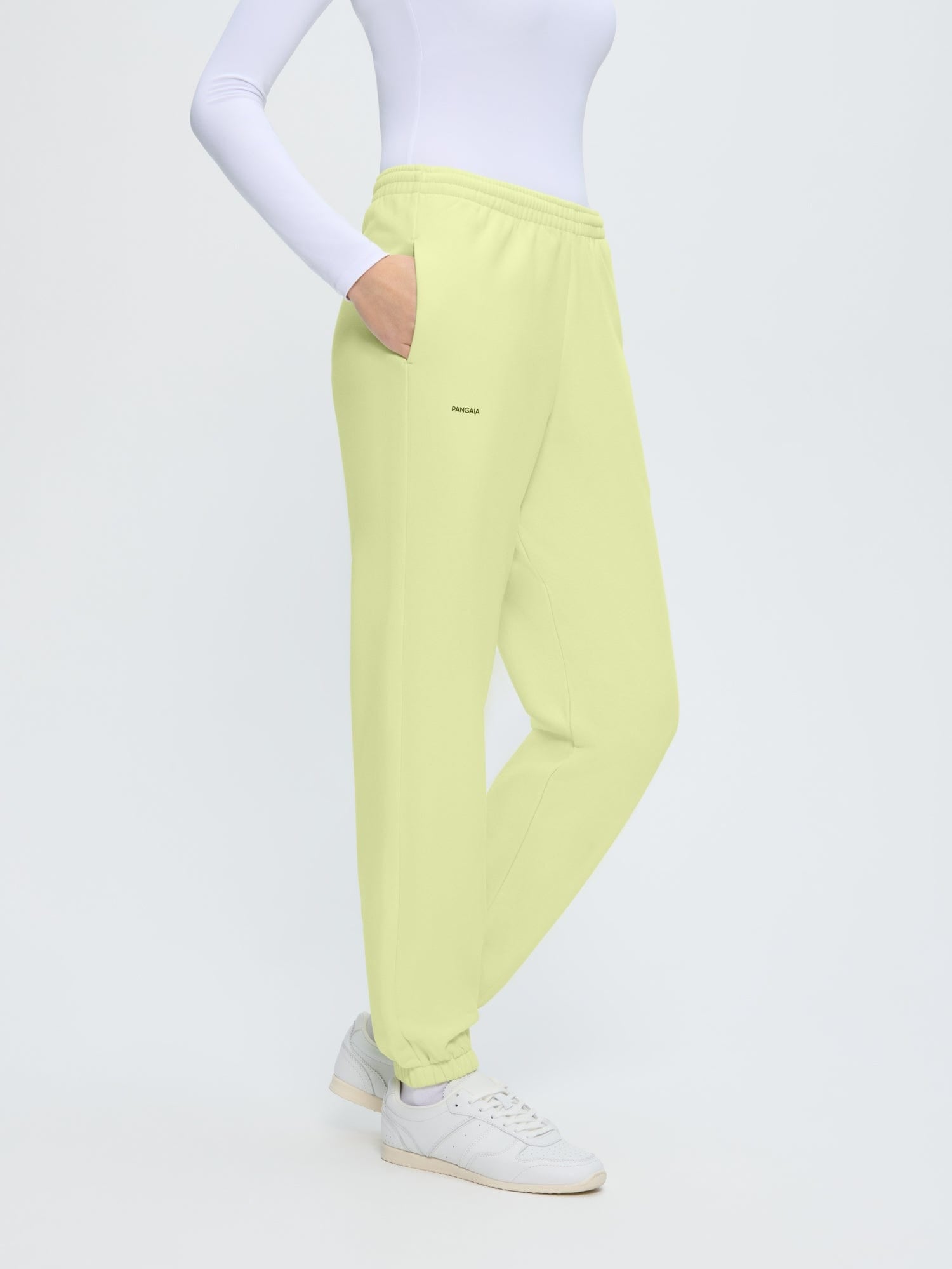 Womens 365 Midweight Track Pants, Soft Lime, organic cotton, loose fit, lightweight, side pockets
