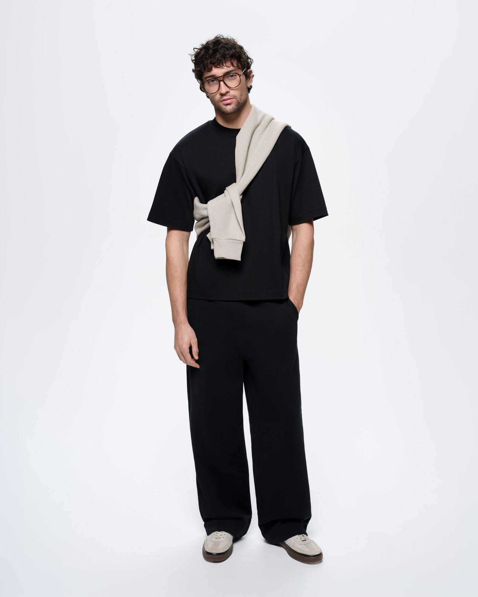 Mens Interlock Oversized T-Shirt—Black