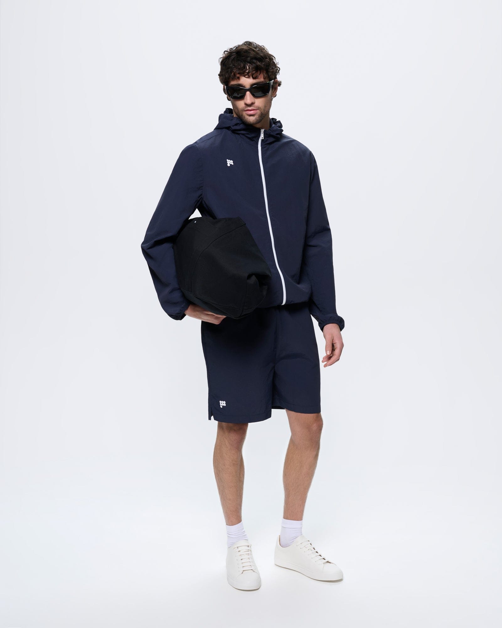 Mens Recycled Nylon Zip Up Jacket—Granite Navy