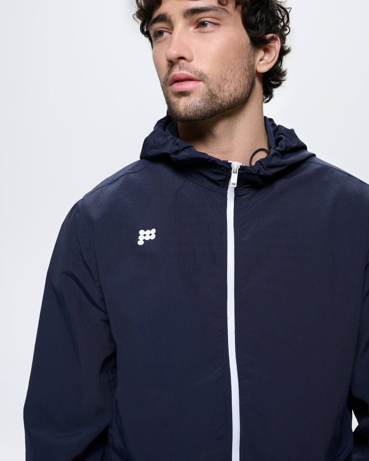 Mens Recycled Nylon Zip Up Jacket—Granite Navy display picture 1
