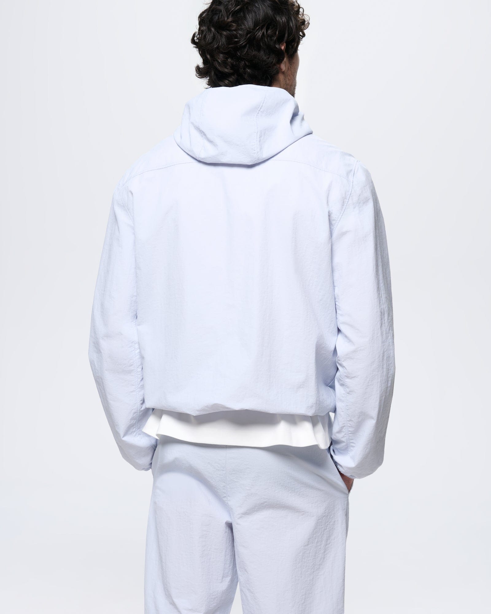 Mens Recycled Nylon Zip Up Jacket—Ice Grey