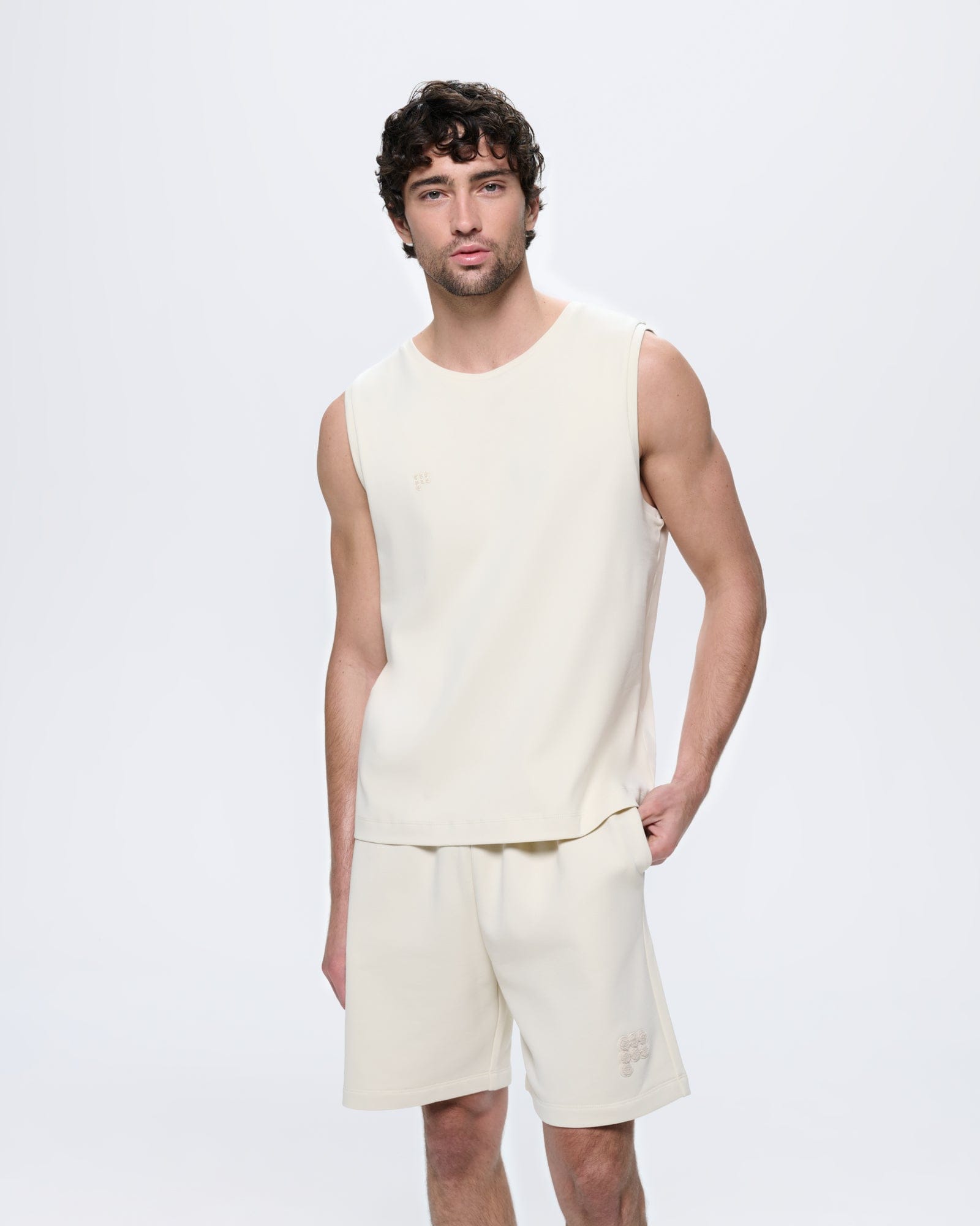 Mens Summer Sleeveless T-Shirt—Bone White