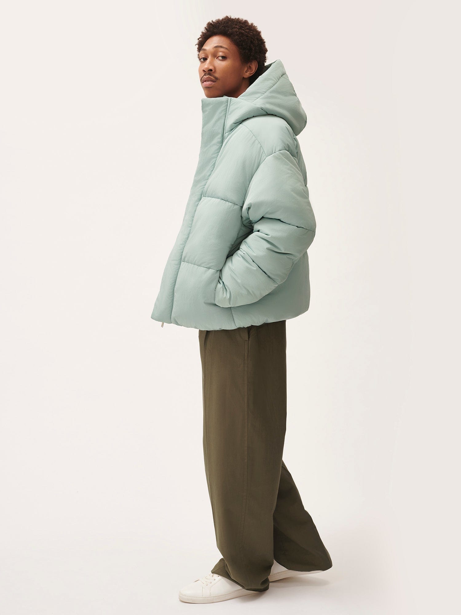 Men's Flower-warmth Recycled Nylon Puffer - Eucalyptus Blue - Pangaia