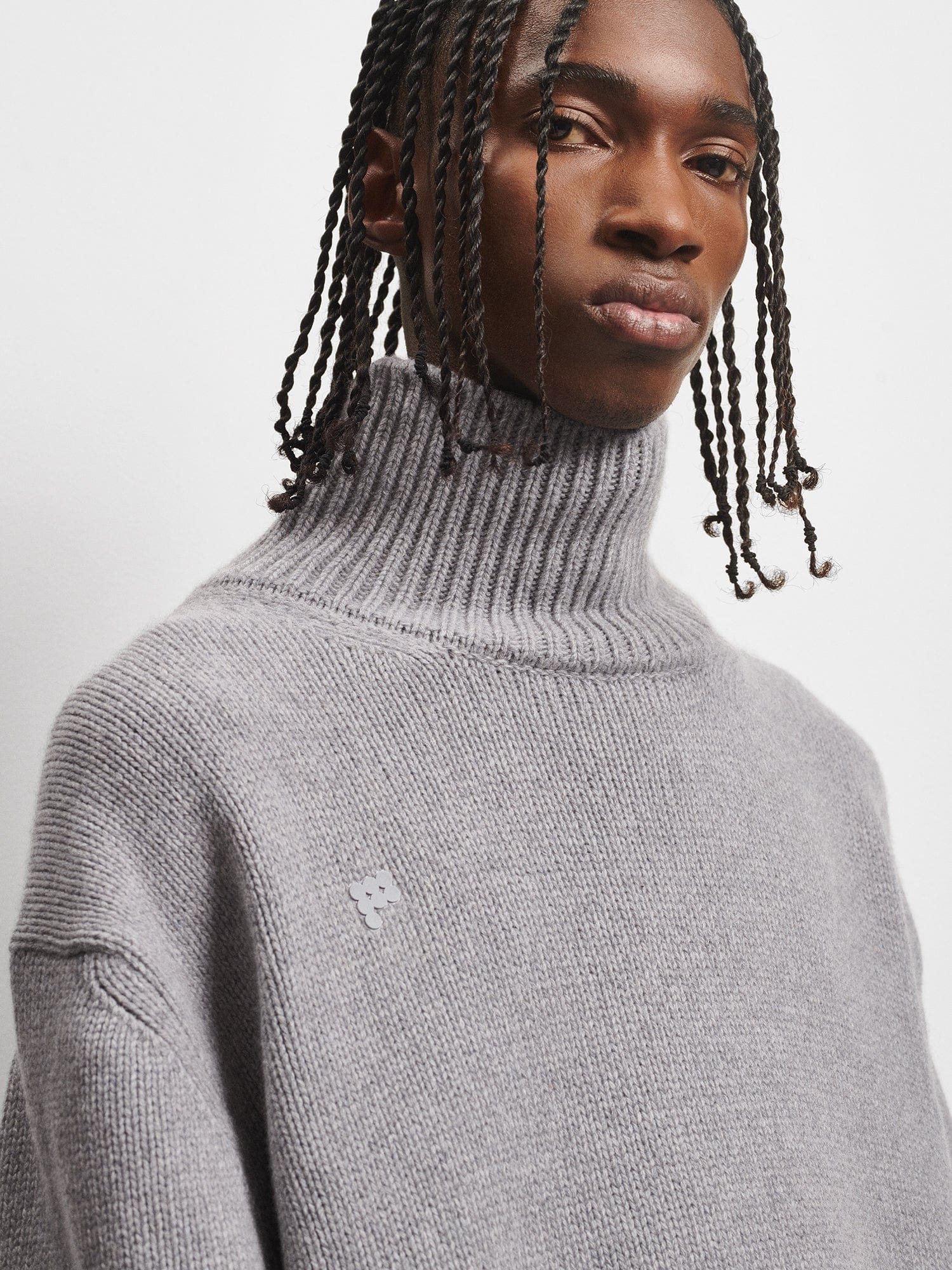 Grey ribbed shop turtleneck sweater