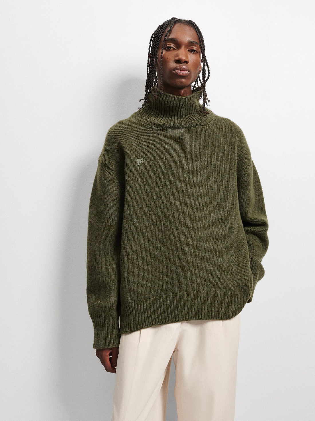Men's Green Recycled Cashmere Turtleneck Sweater Pangaia