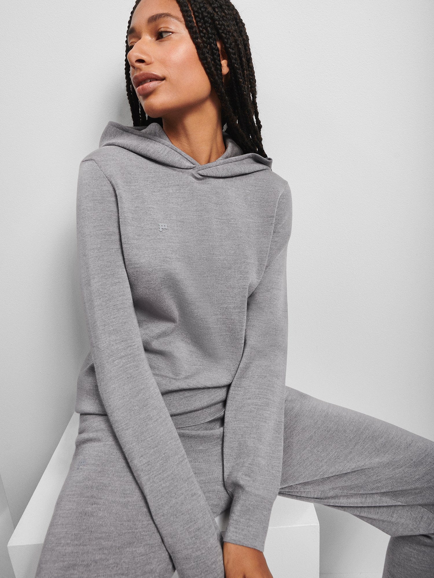 Regenerative Merino Wool Hoodie Grey Marl Pangaia