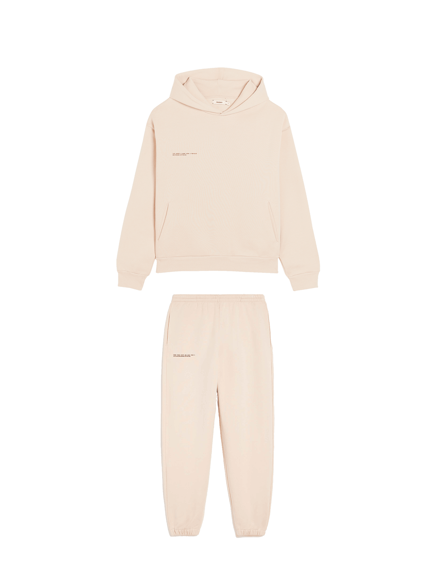 Light beige heavyweight cotton fleece tracksuit with relaxed fit packshot
