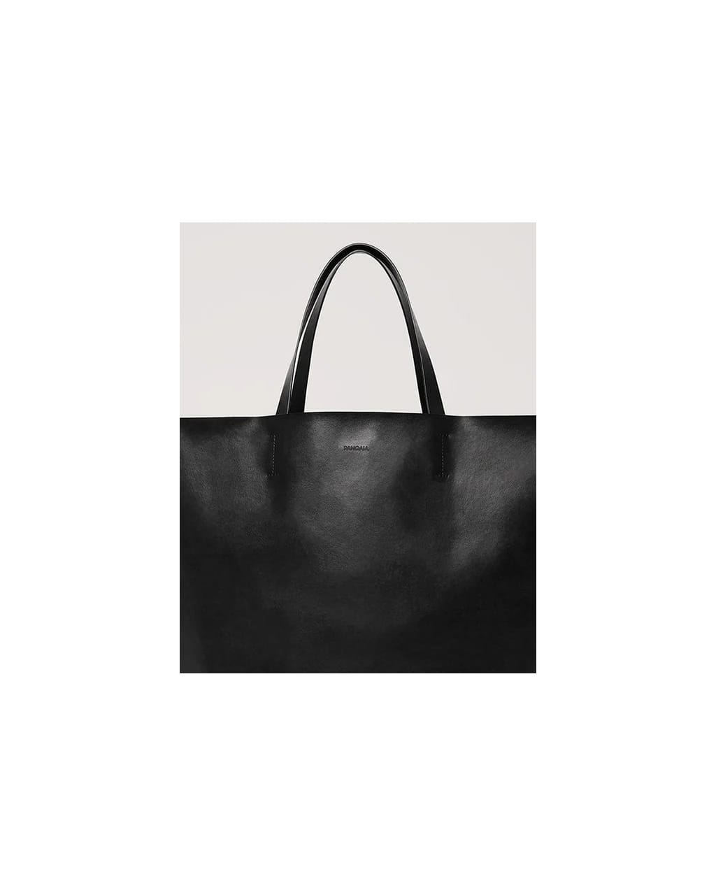 PANGAIA black premium minimalist shopper tote bag packshot, smooth finish, dual shoulder straps