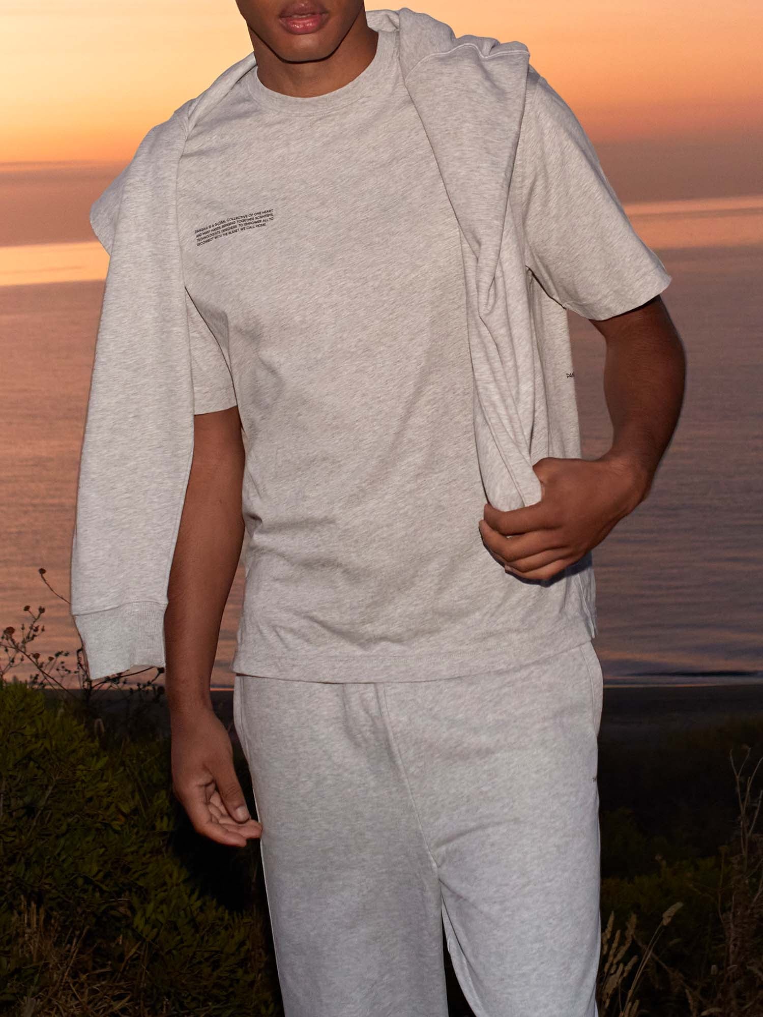 Mens Midweight Sweatshirt and Straight Leg Track Pants Set—Grey Marl