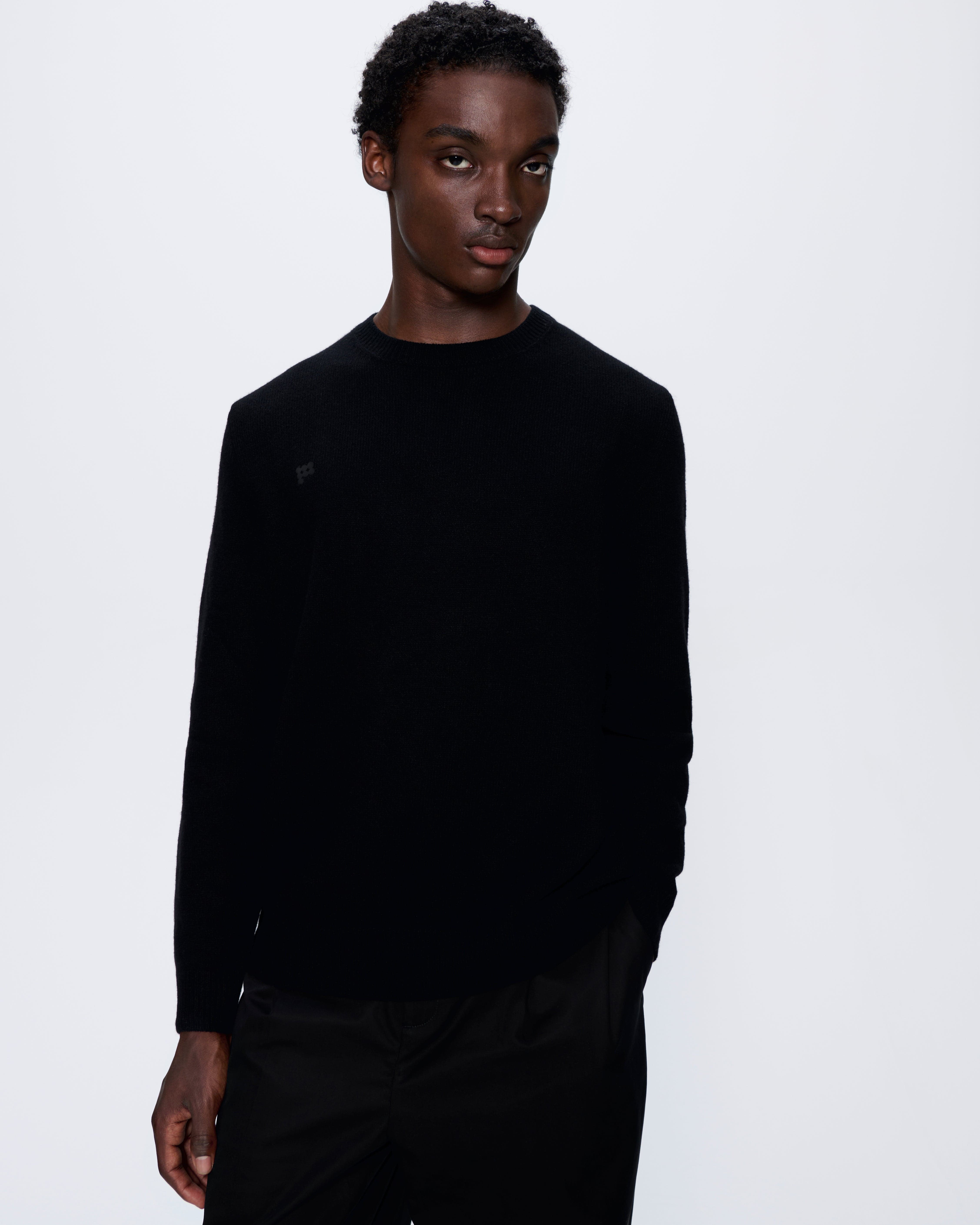 Mens Black Recycled Cashmere Crewneck Sweatshirt PANGAIA