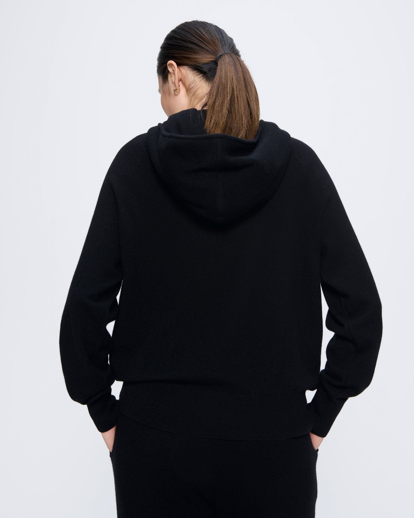 Womens Black Recycled Cashmere Hoodie PANGAIA - Main Image