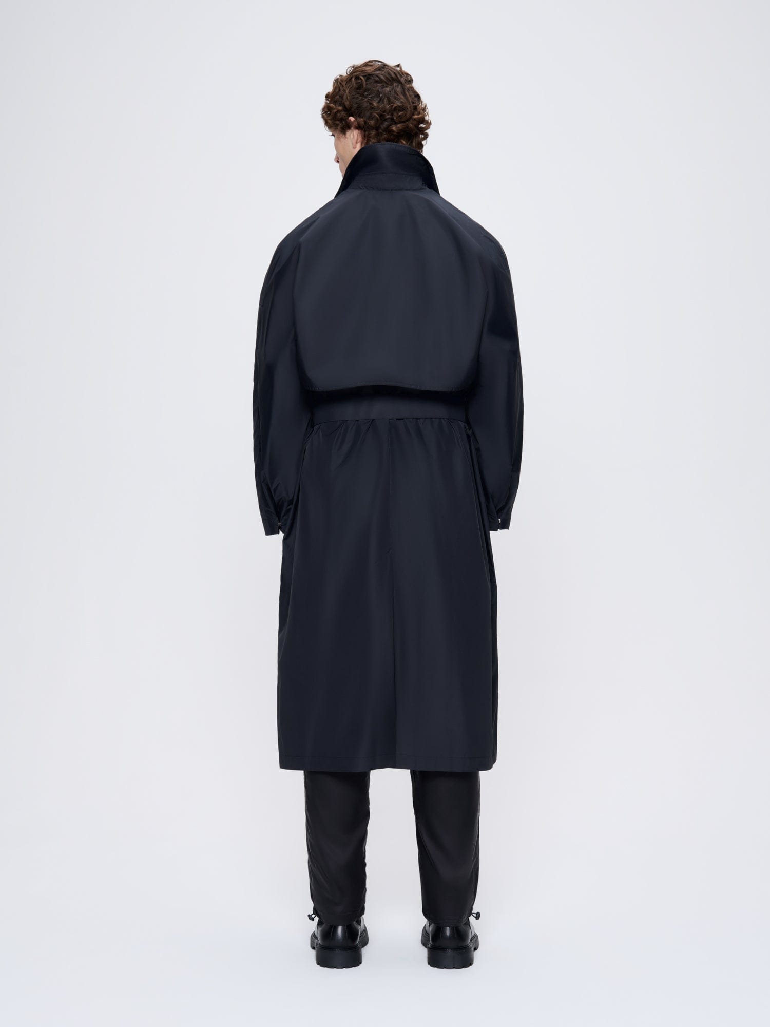 Mens Black Recycled Nylon Trench Coat | PANGAIA