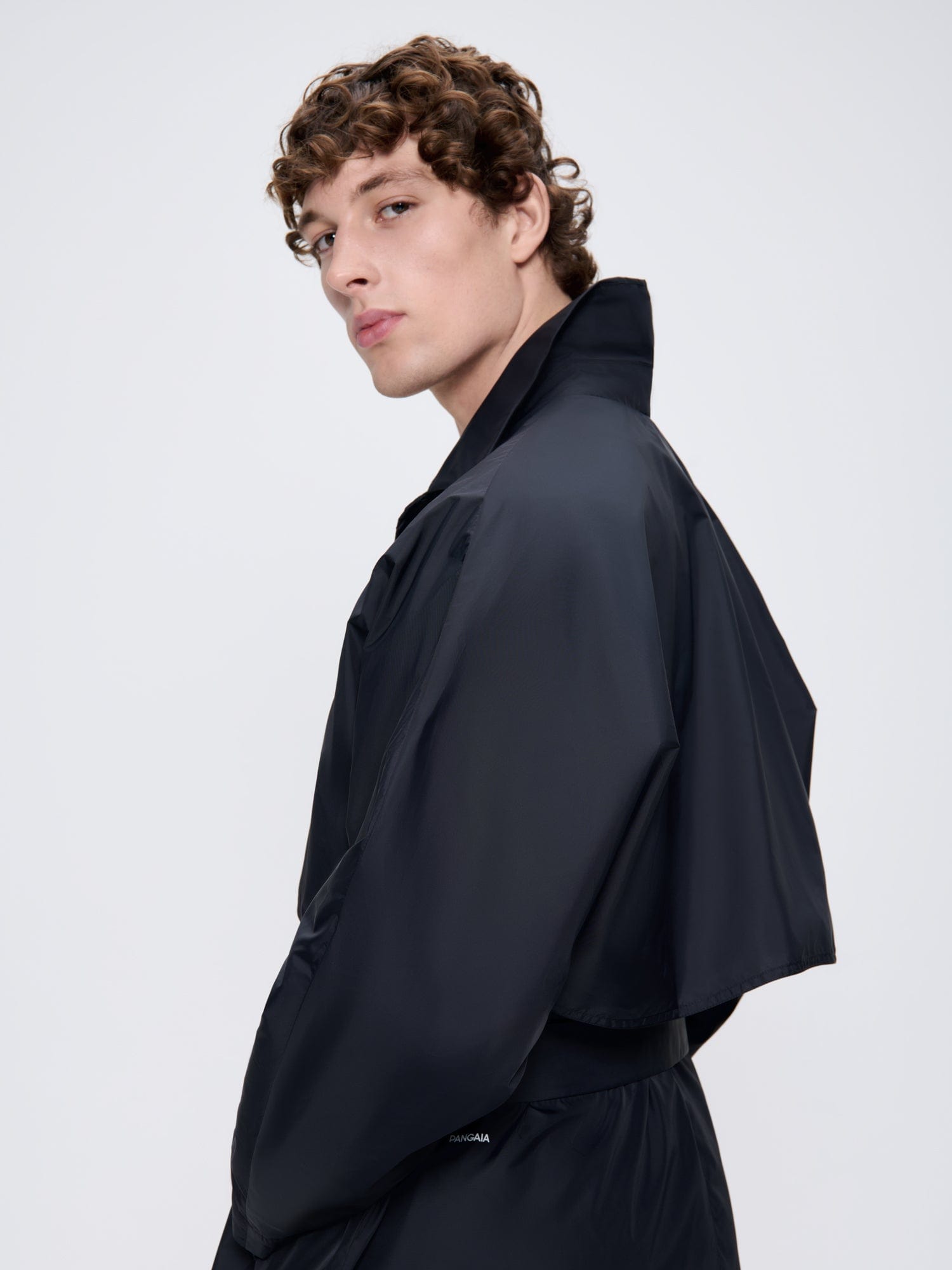 Mens Black Recycled Nylon Trench Coat | PANGAIA