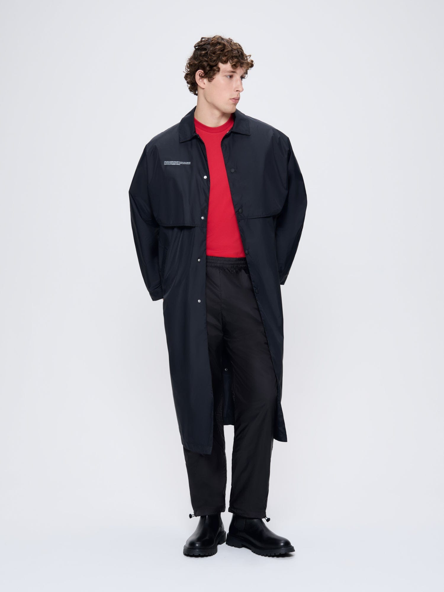Mens Black Recycled Nylon Trench Coat | PANGAIA