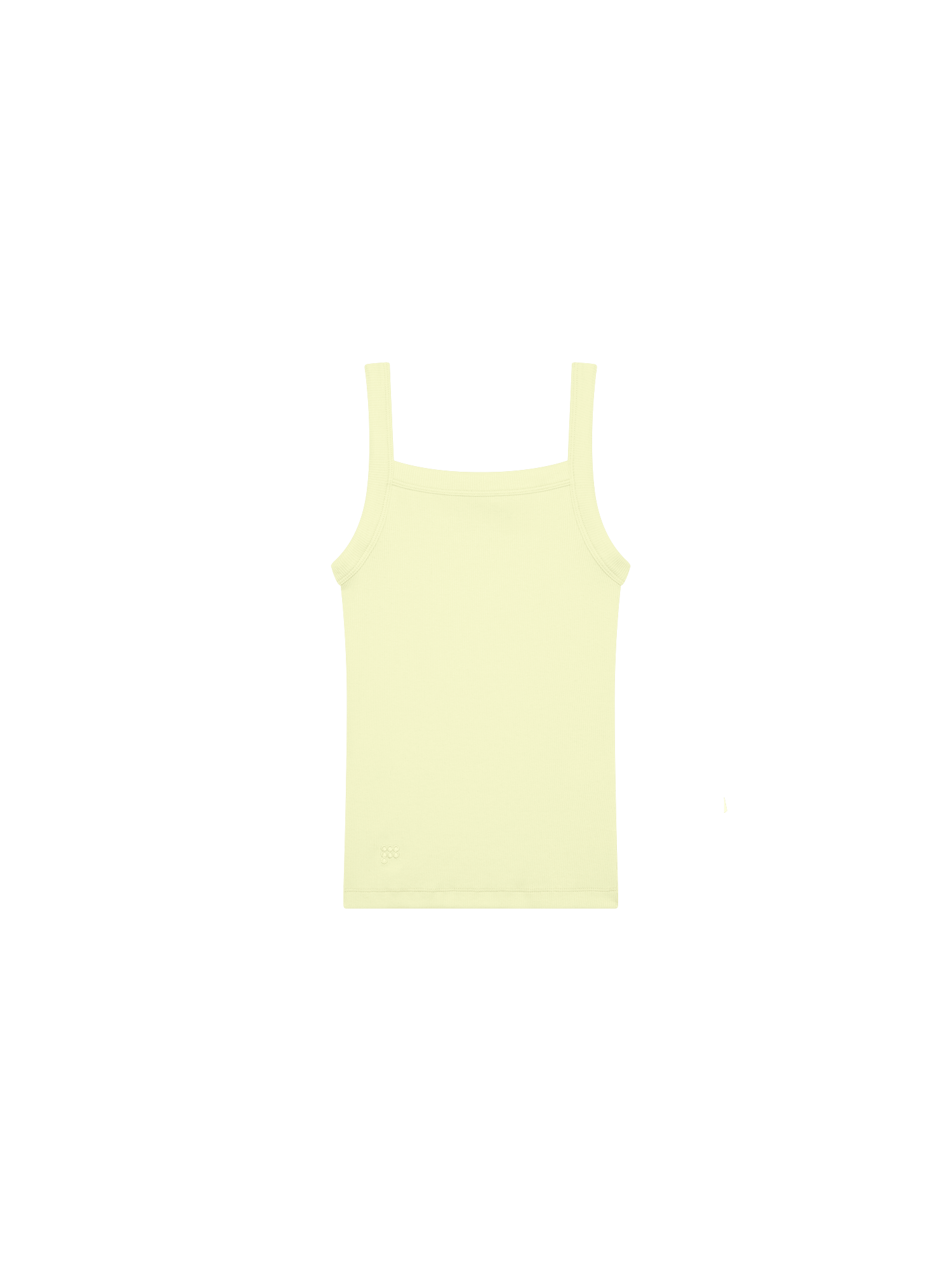 Womens Soft Lime Rib Square Neck Tank Top packshot, organic cotton lyocell stretch, form-fitting design