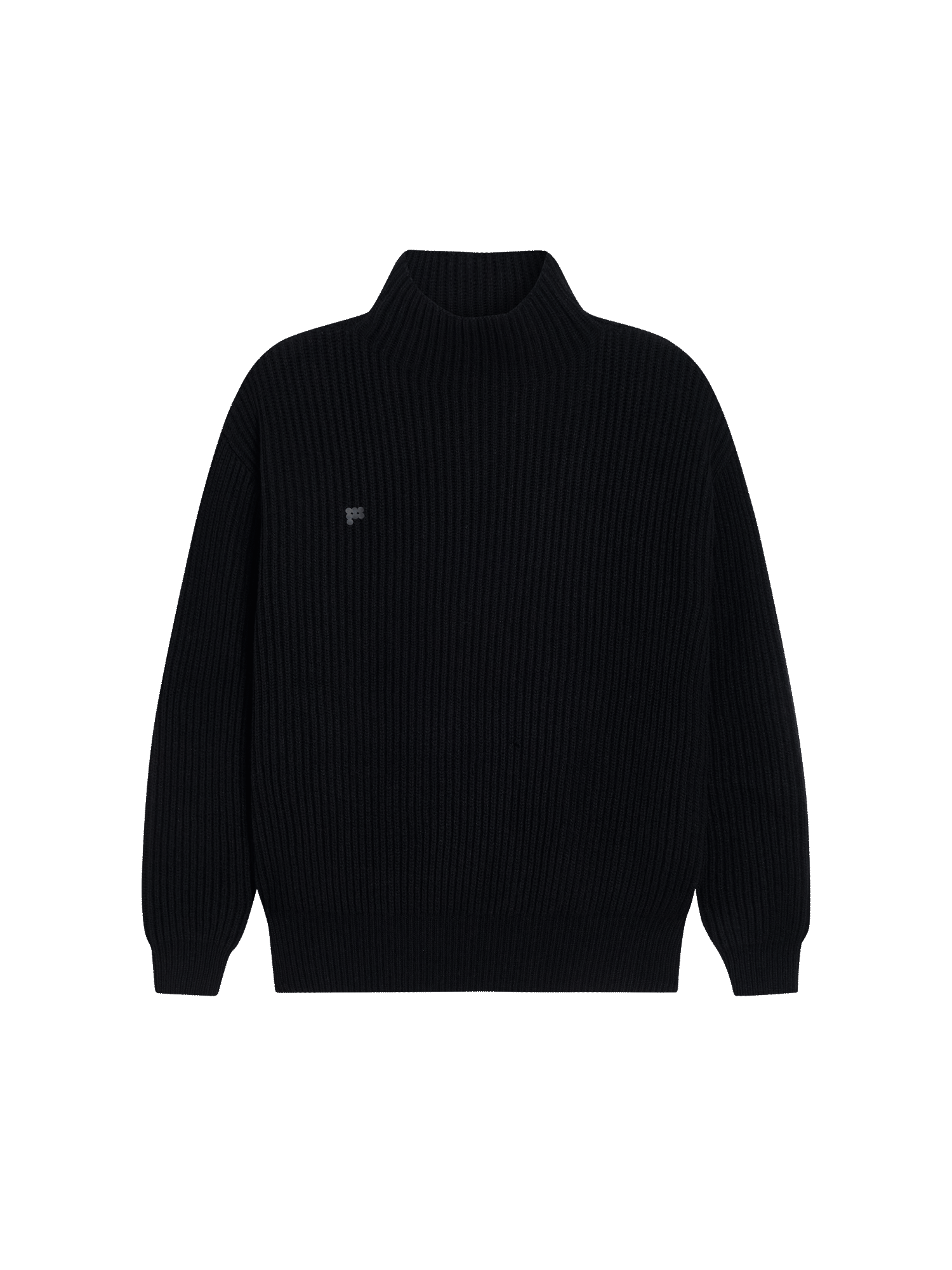 Mens Black Recycled Cashmere Funnel-Neck Sweater PANGAIA