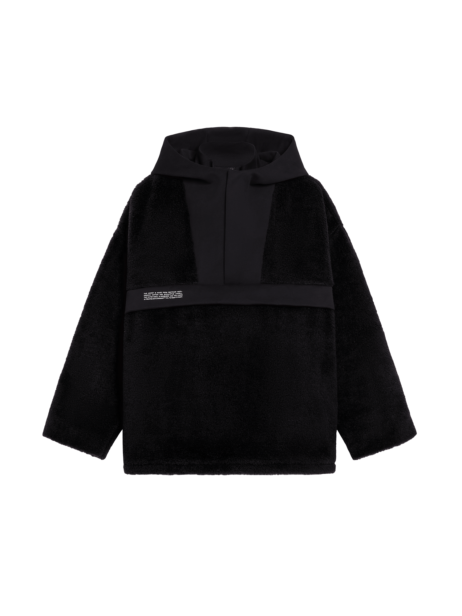 Recycled Wool Fleece Half Zip Jacket—black-packshot-3