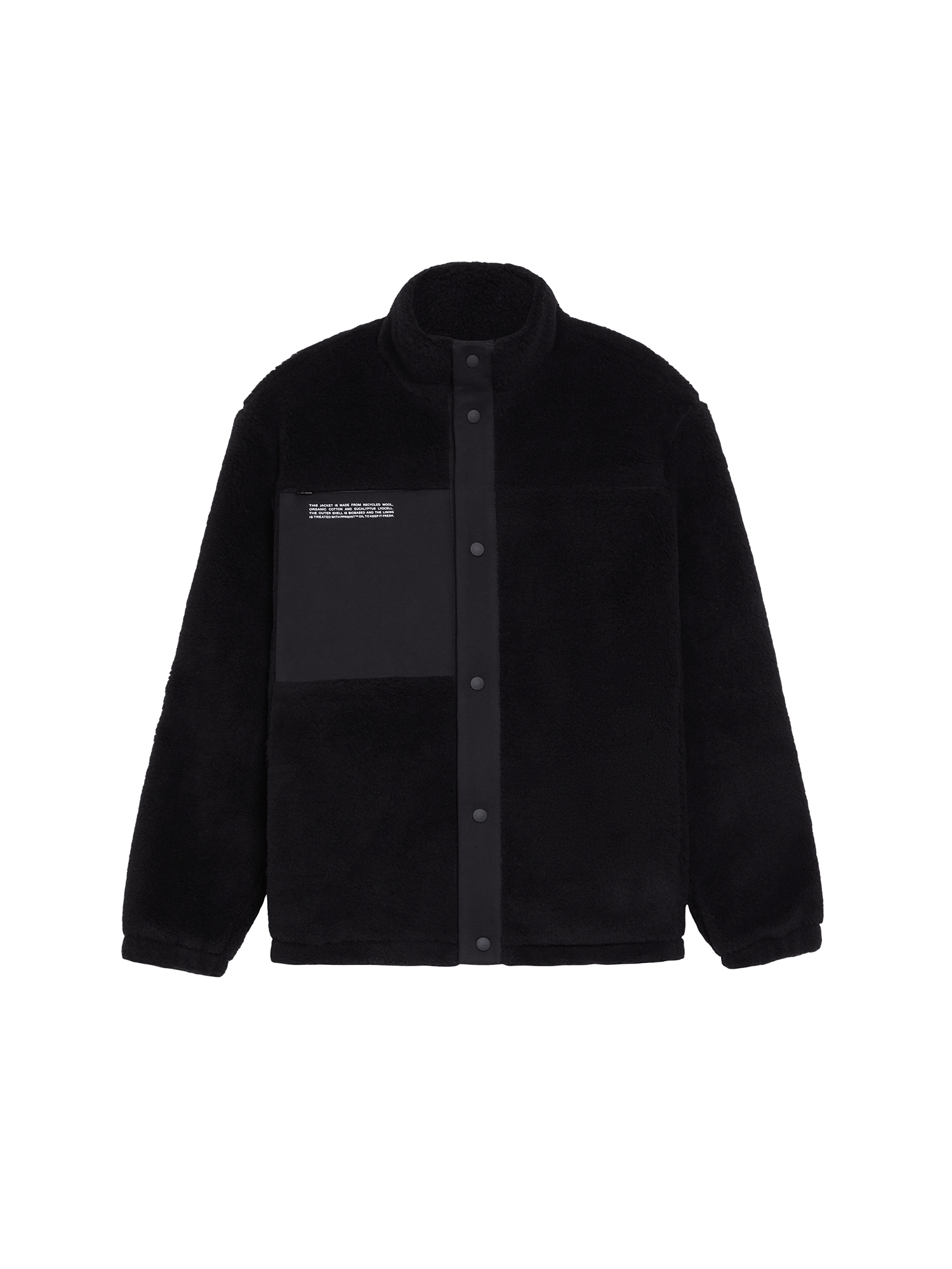 Recycled Wool Fleece Jacket—black-packshot-3