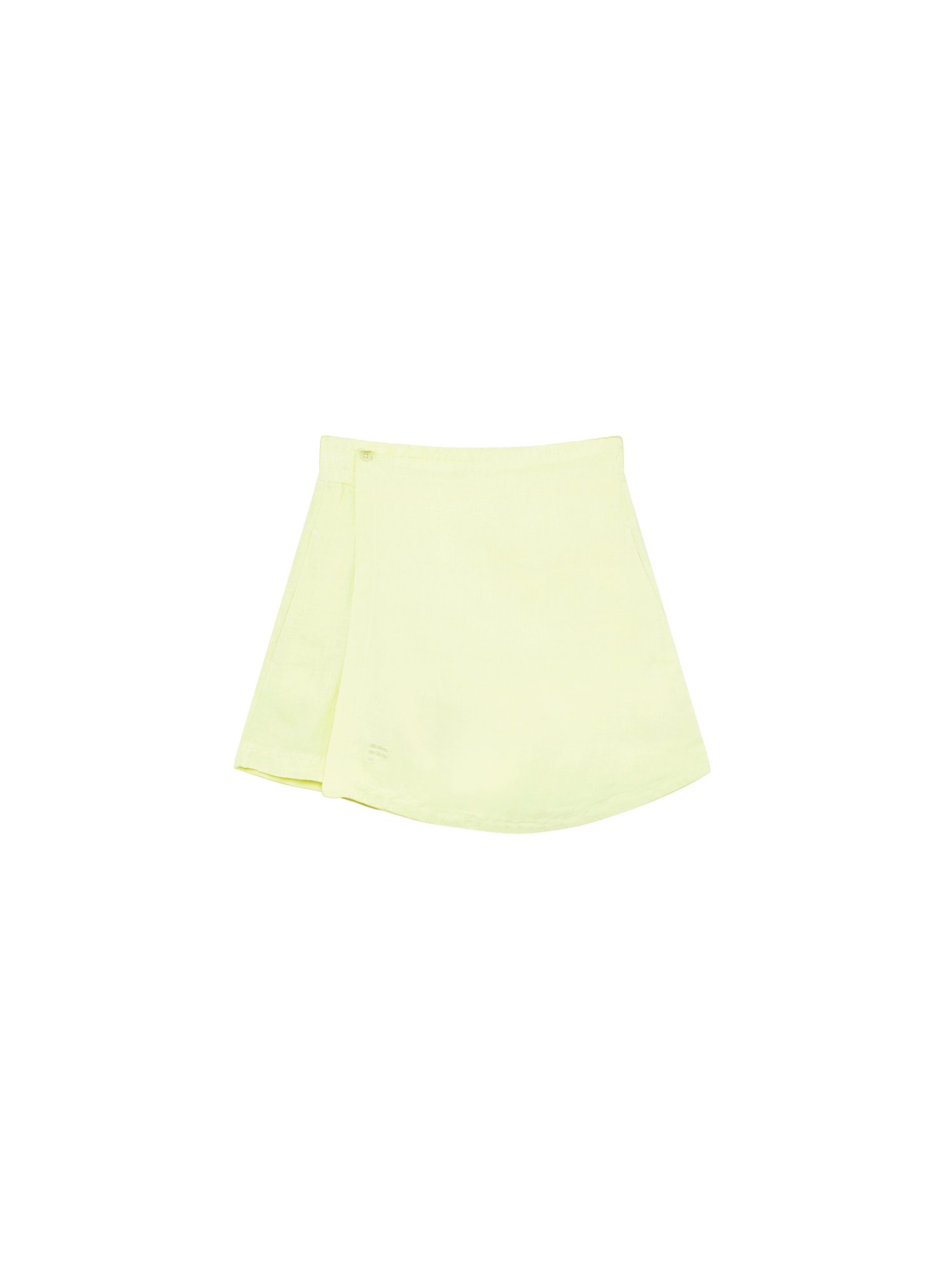 Womens Linen Wrap Shorts—Soft Lime