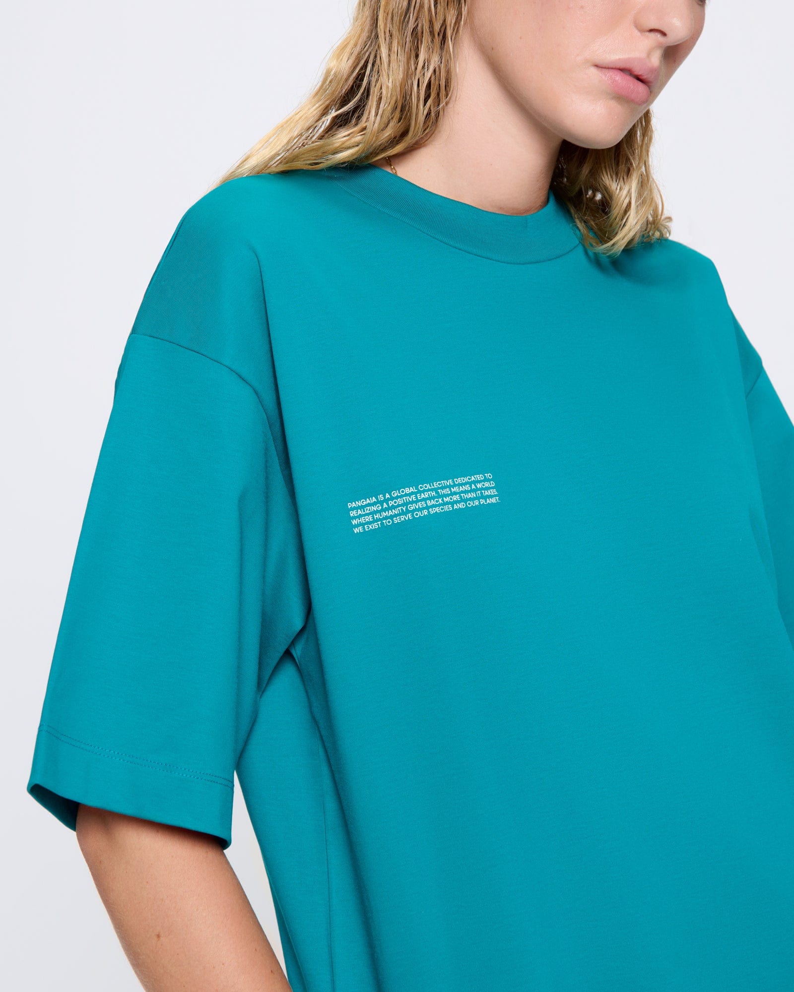 Womens Interlock Oversized Text Block T-Shirt—Malachite Green