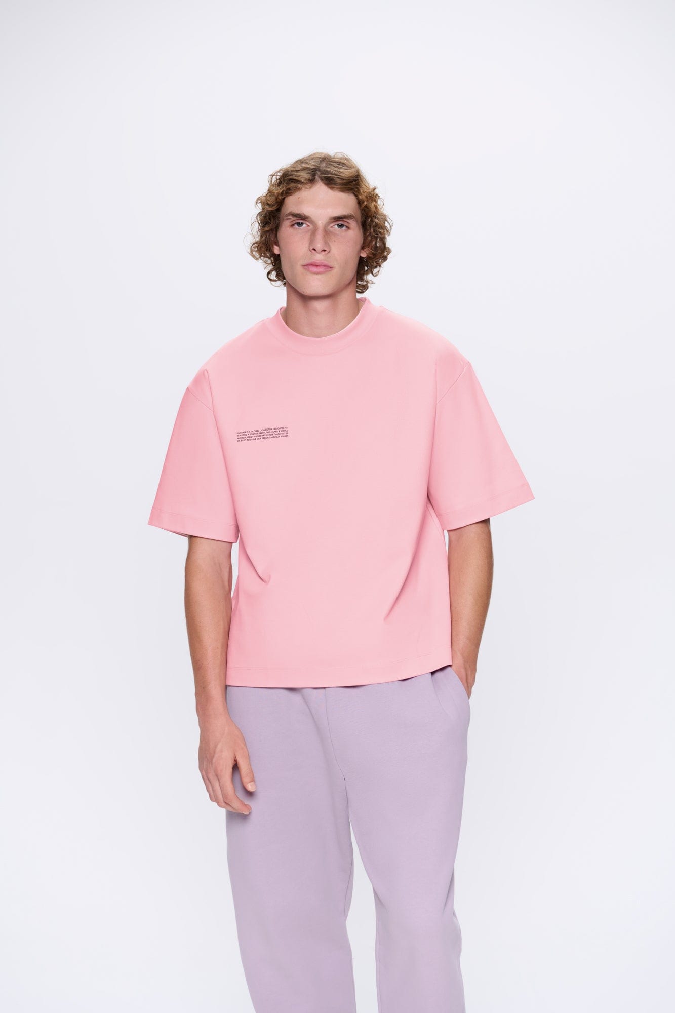 Mens Interlock Oversized T-Shirt—Sakura Pink