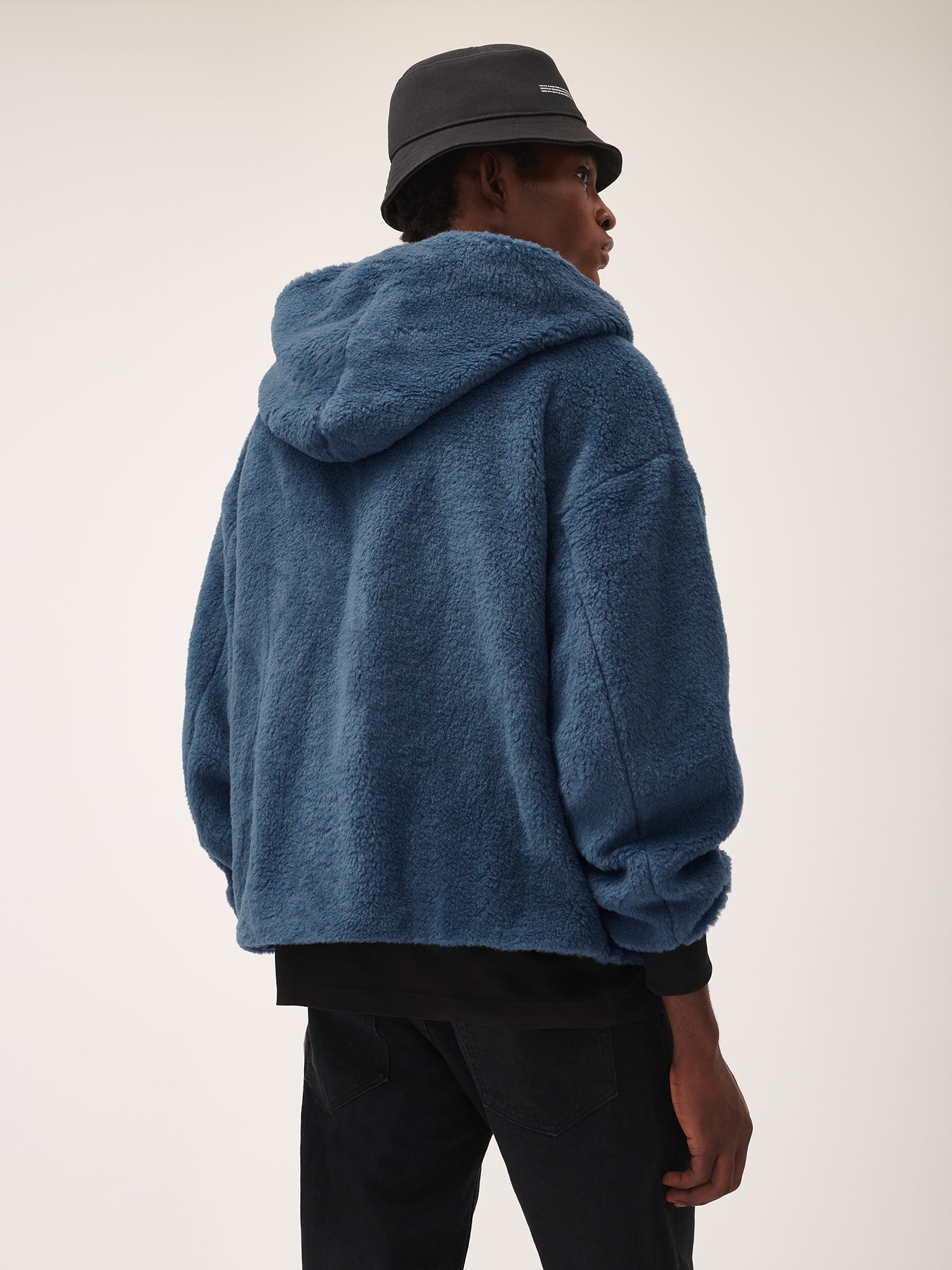 Recycled Blue Wool Fleece Reversible Bomber Jacket | Pangaia