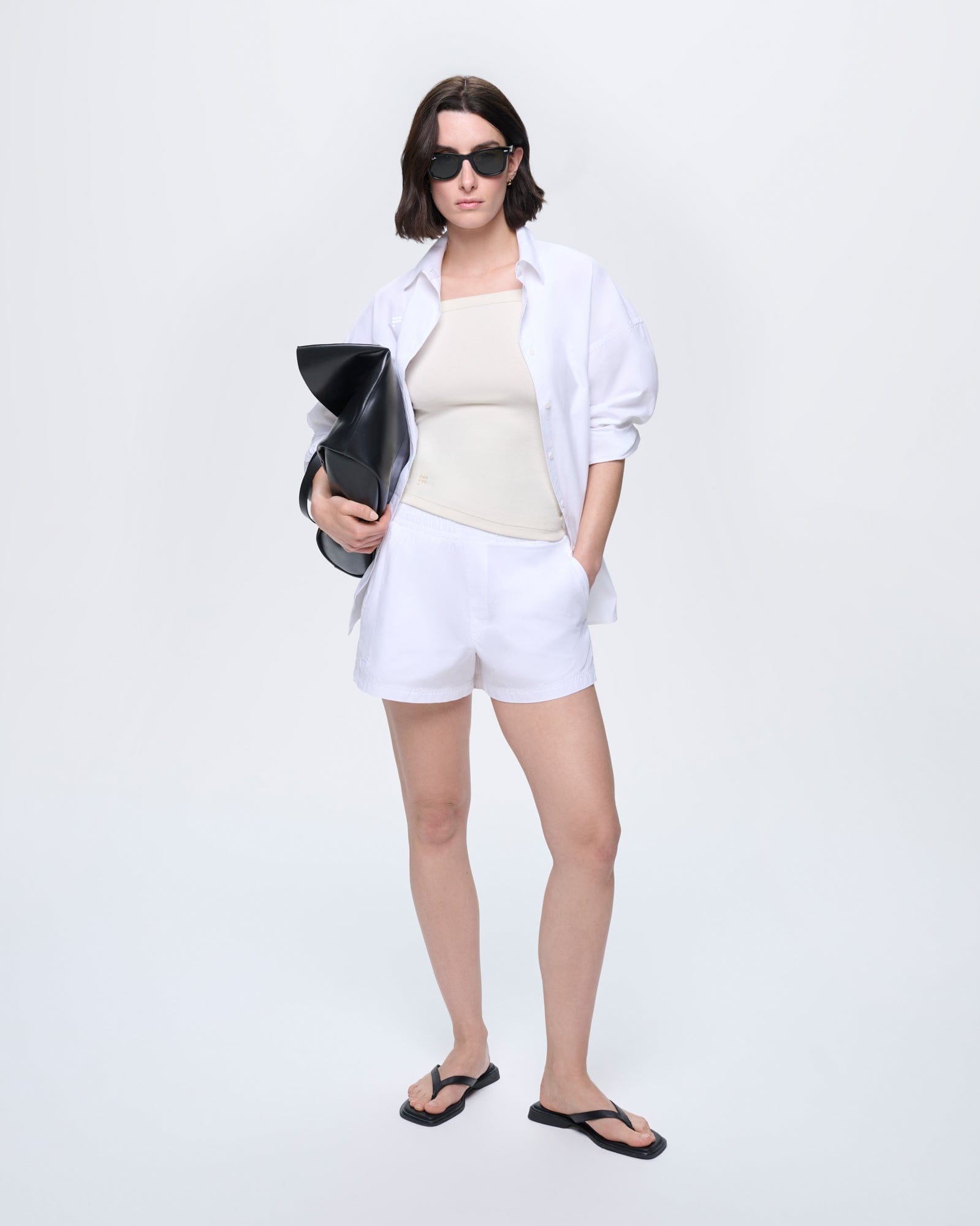 Womens Cotton Shorts—Off-White