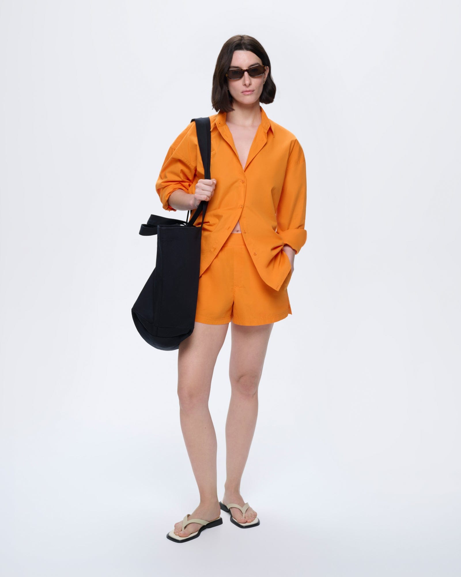 Womens Cotton Shorts—Saffron Orange