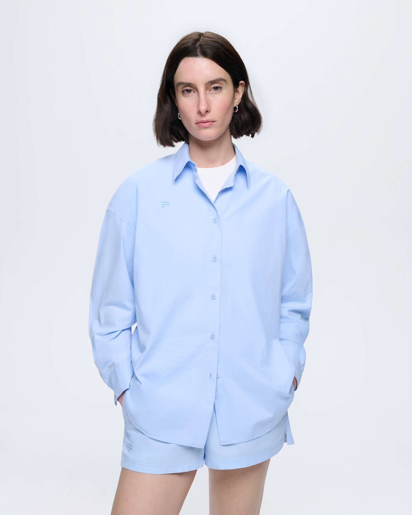Womens Cotton Overshirt—Wildflower Blue