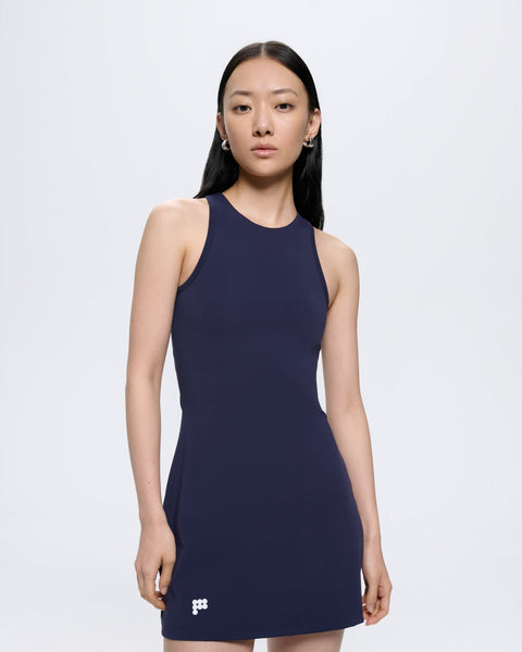 PANGAIA - Womens Court Side Dress—Granite Navy