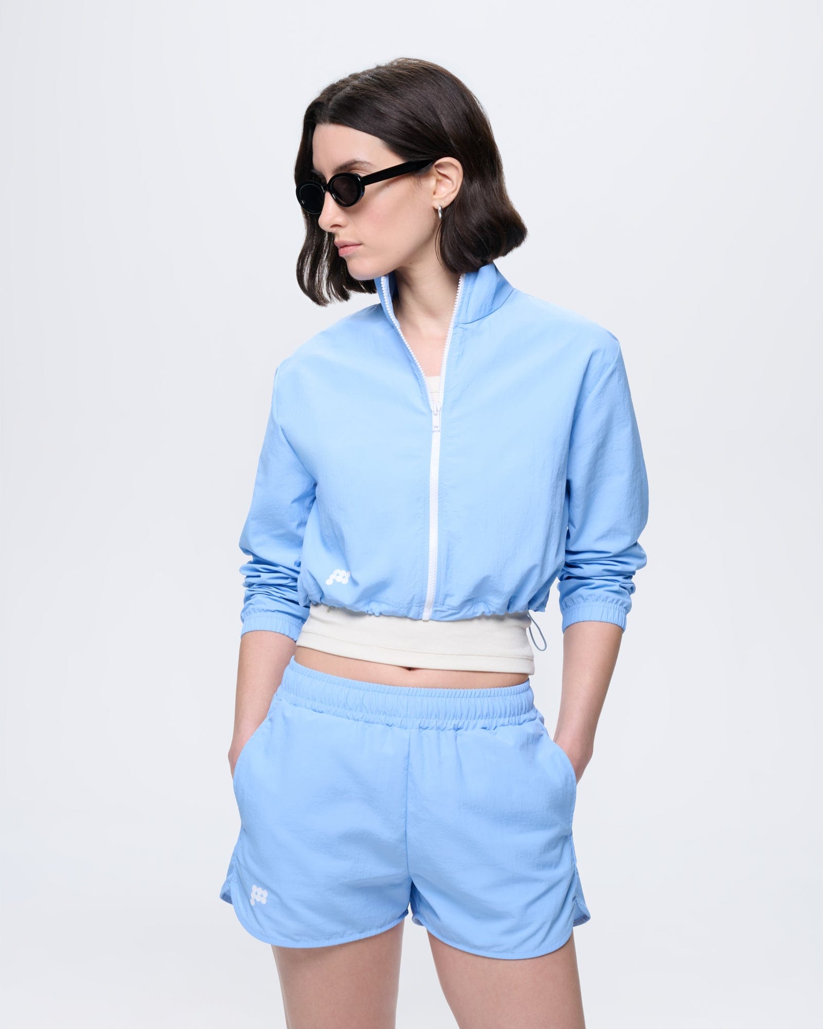 Womens Recycled Nylon Zip Up Jacket—Granite Navy